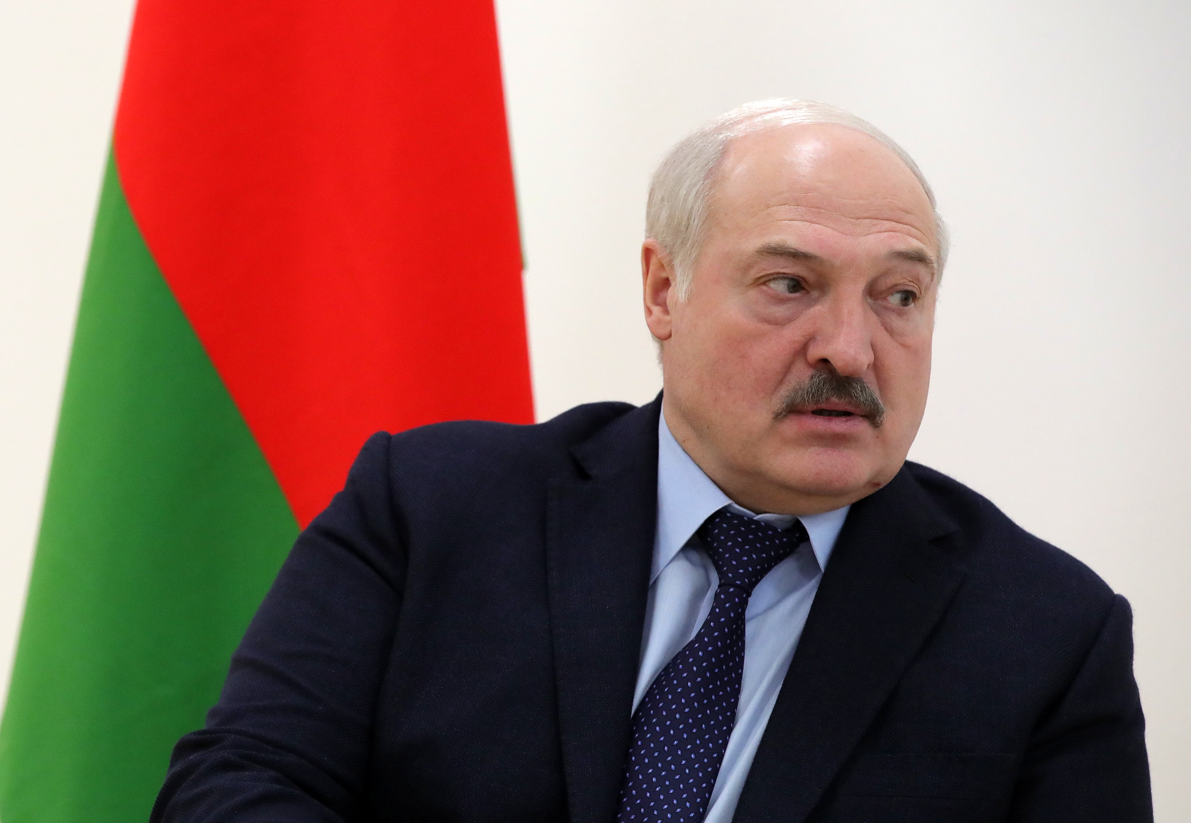 Belarusian President Alexander Lukashenko attends a meeting with the Russian president at the Soyuz-2 space rocket complex near the city of Tsiolkovsky in the far eastern Amur region of Russia