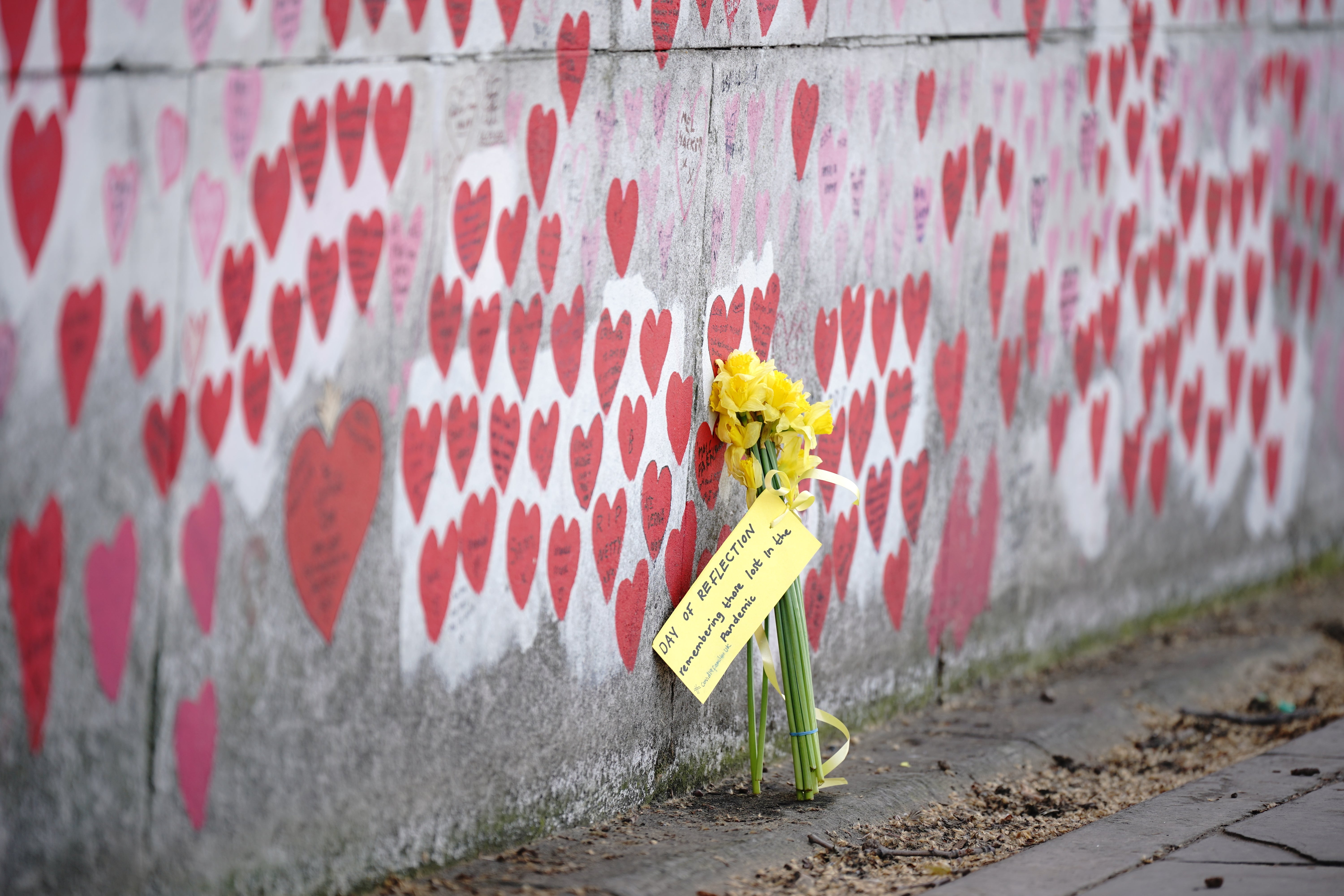 The National Covid Memorial Wall in London (Yui Mok/PA)