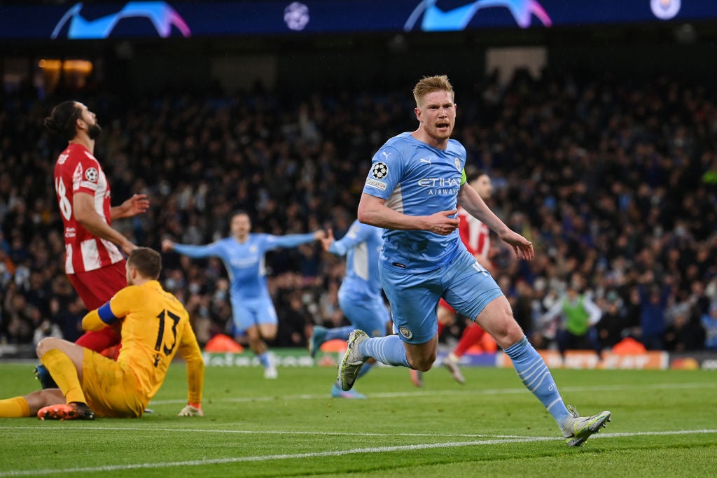 De Bruyne’s breakthrough goal against Atletico earned City a slender lead ahead of tonight’s second leg