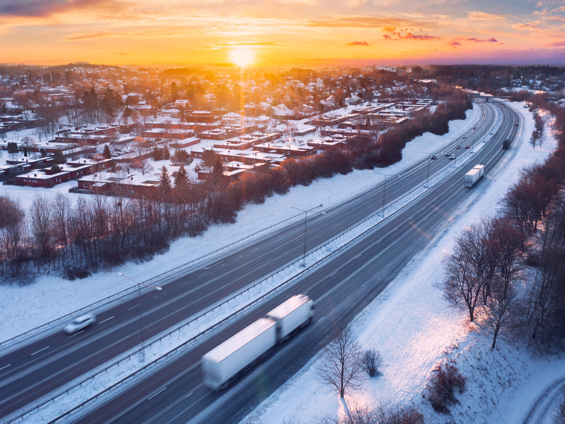 Lorries approaching Stockholm. Around 60 per cent of Sweden’s greenhouse gas output is emitted abroad