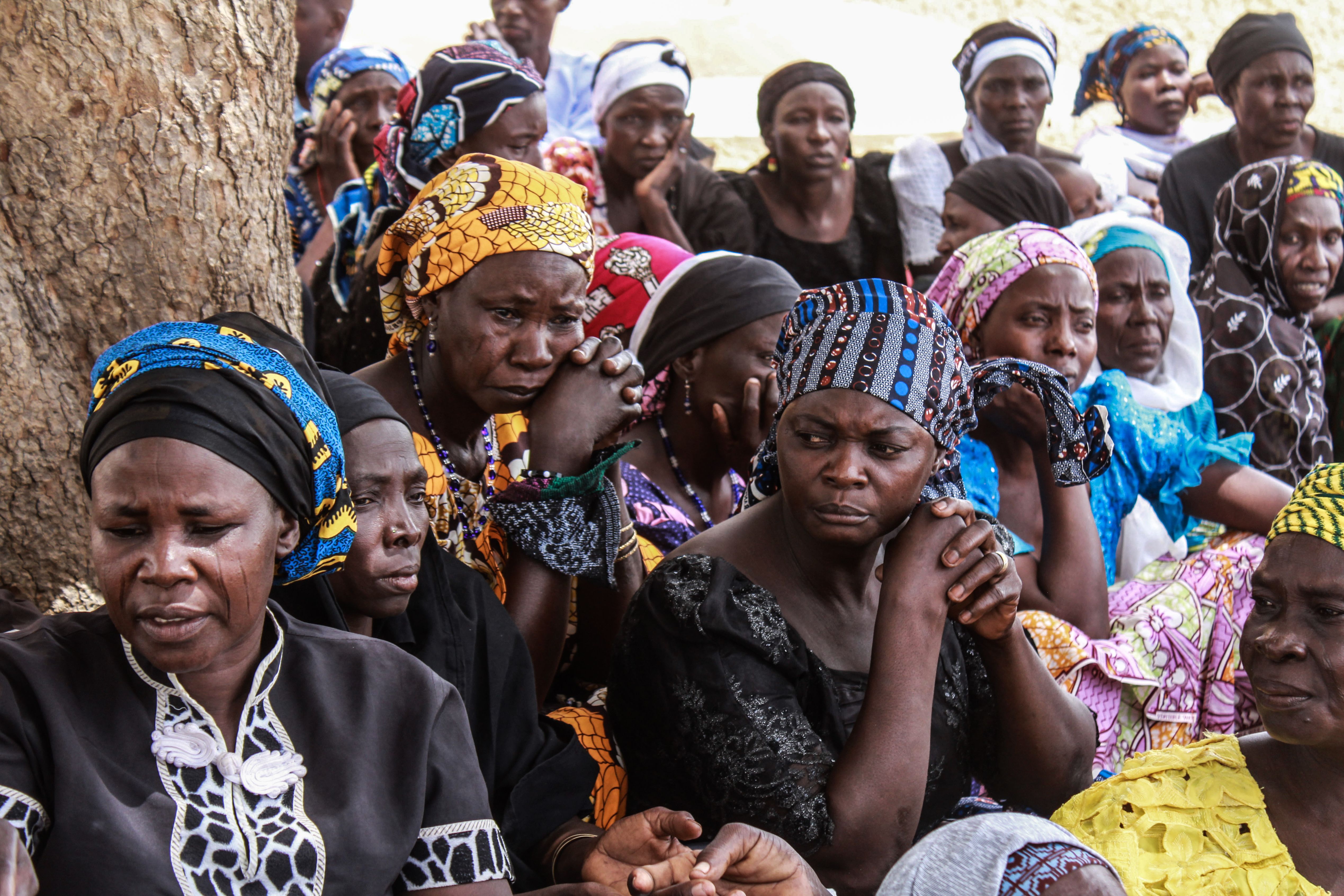 Parents and relatives attend a commemoration five years after their girls were abducted by Boko Haram in Chibok, Nigeria, 14 April 2019