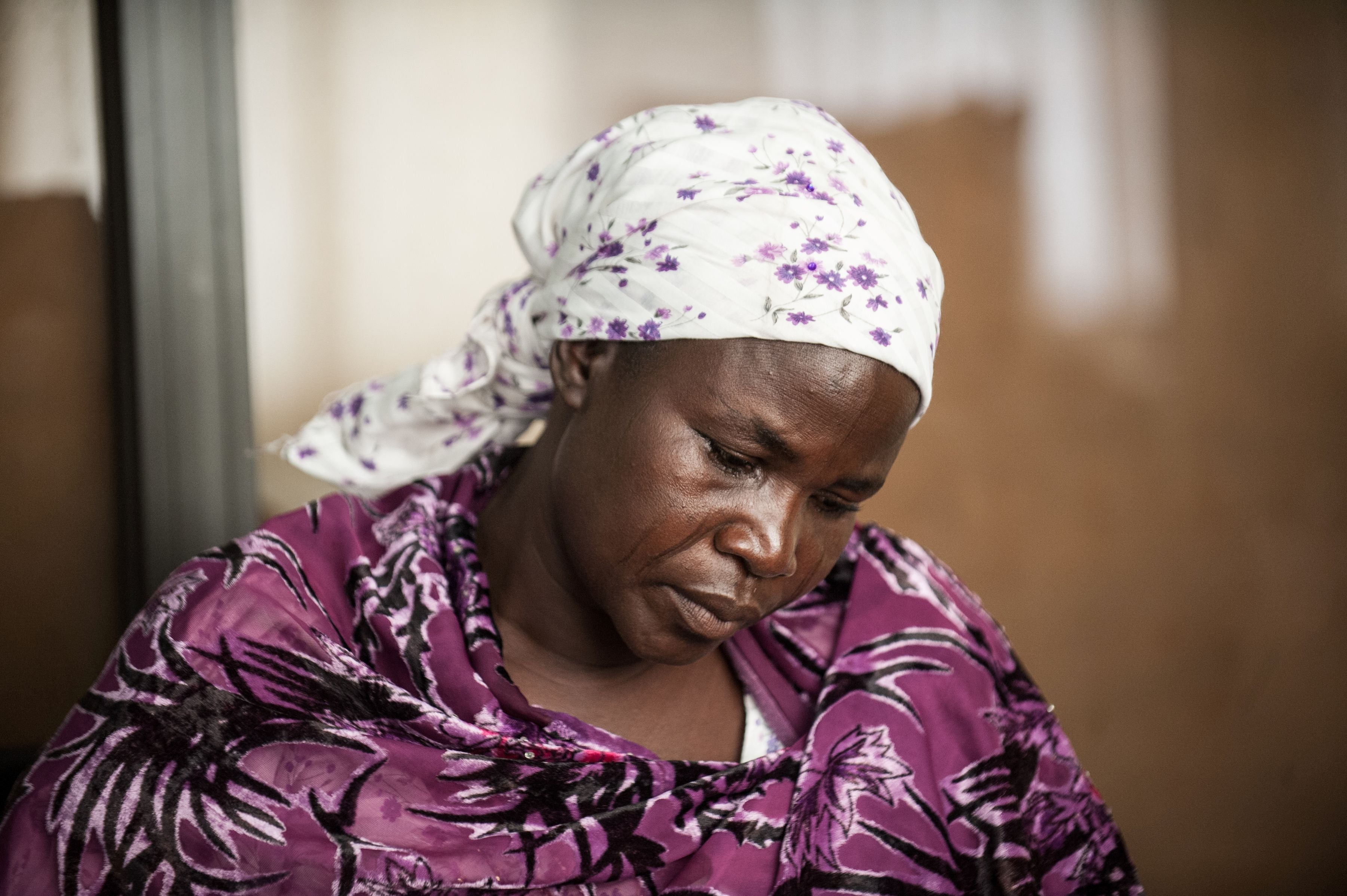 File photo: Yana Galang, the mother of Rifkatu Galang, one of the abducted Chibok girls, gives an interview in Lagos, 5 April 2016