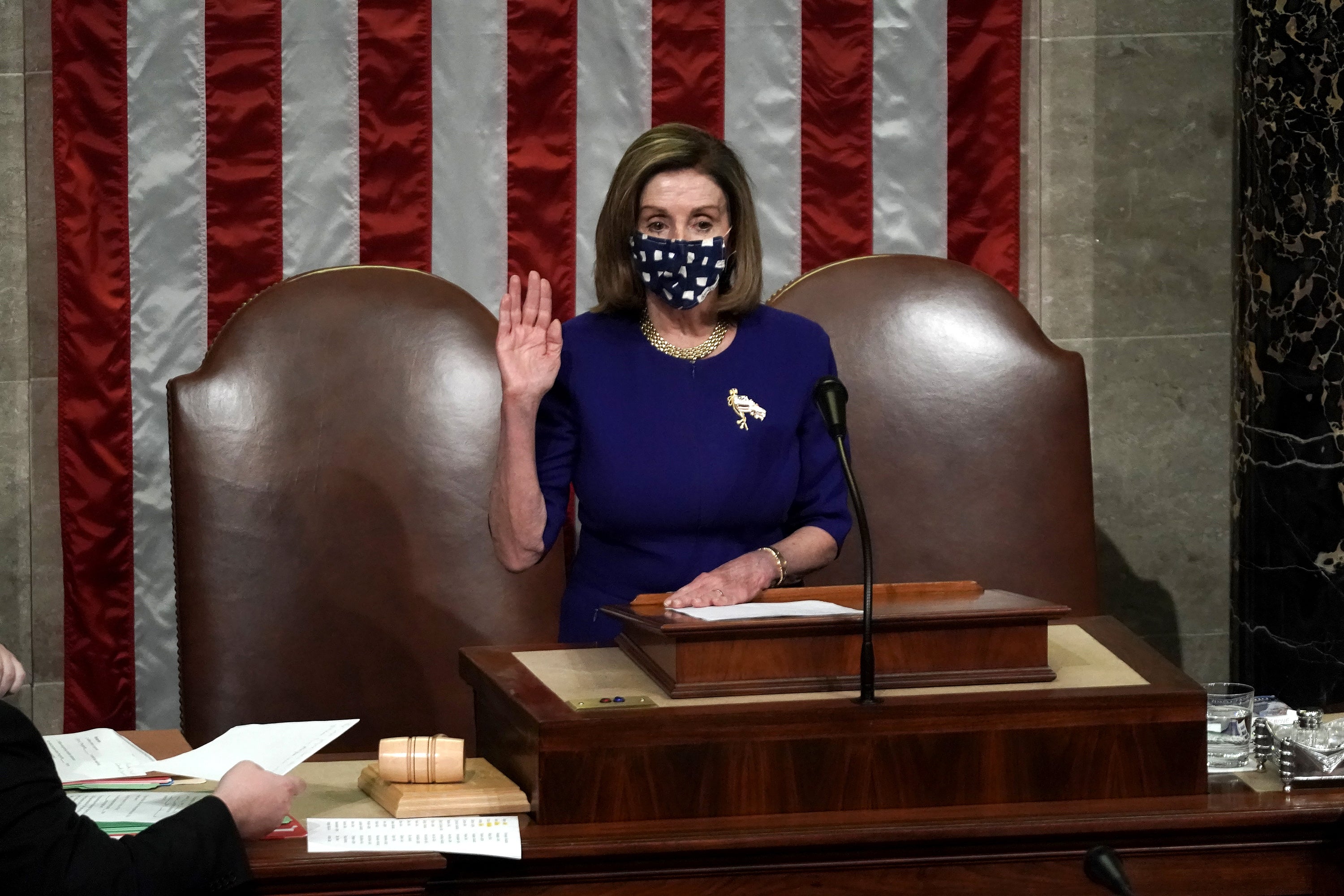 Pelosi speaks during the reconvening of the joint session of Congress to certify the electoral college votes following the 2020 presidential election