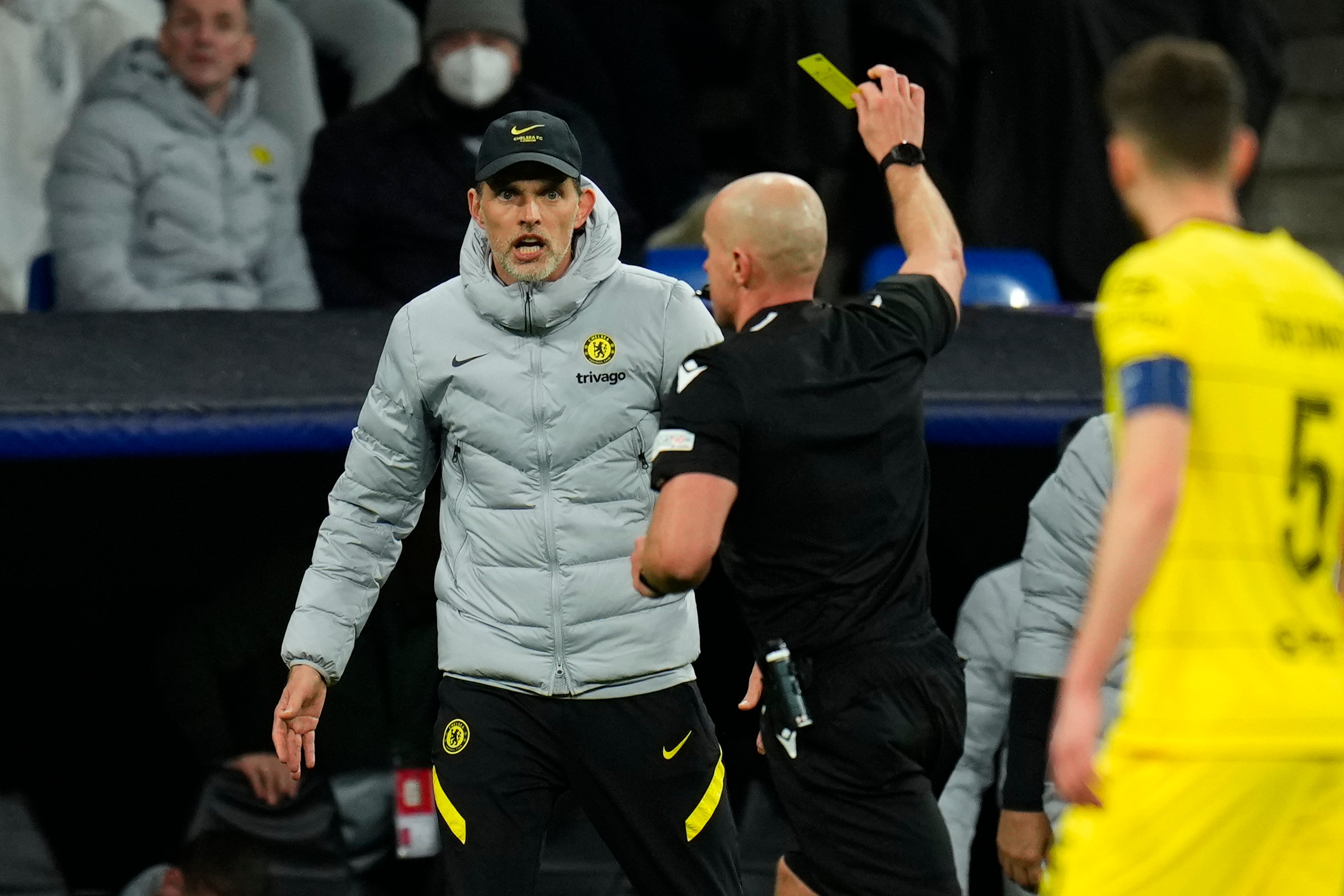 Szymon Marciniak, centre, was criticised by Thomas Tuchel (AP Photo/Manu Fernandez)