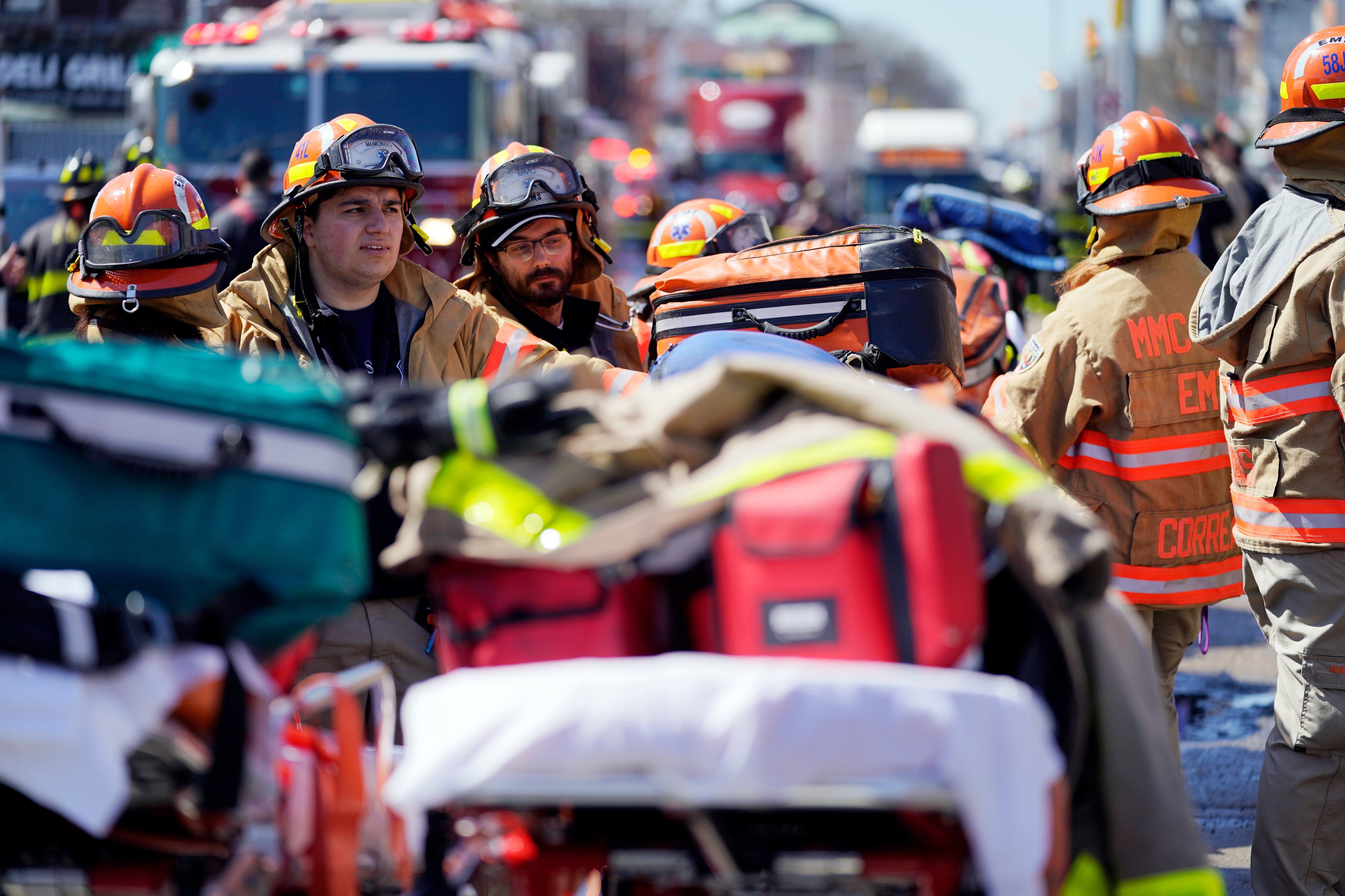 First responders at the scene of the attack at Sunset Park in Brooklyn on Tuesday