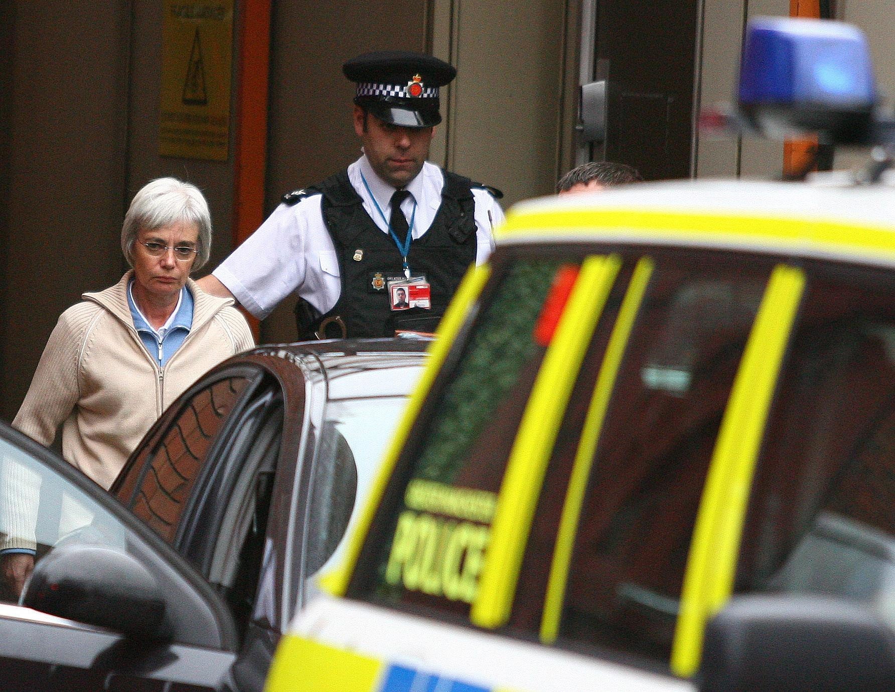 Anne Darwin arriving at Manchester Airport, where she was arrested by Cleveland Police