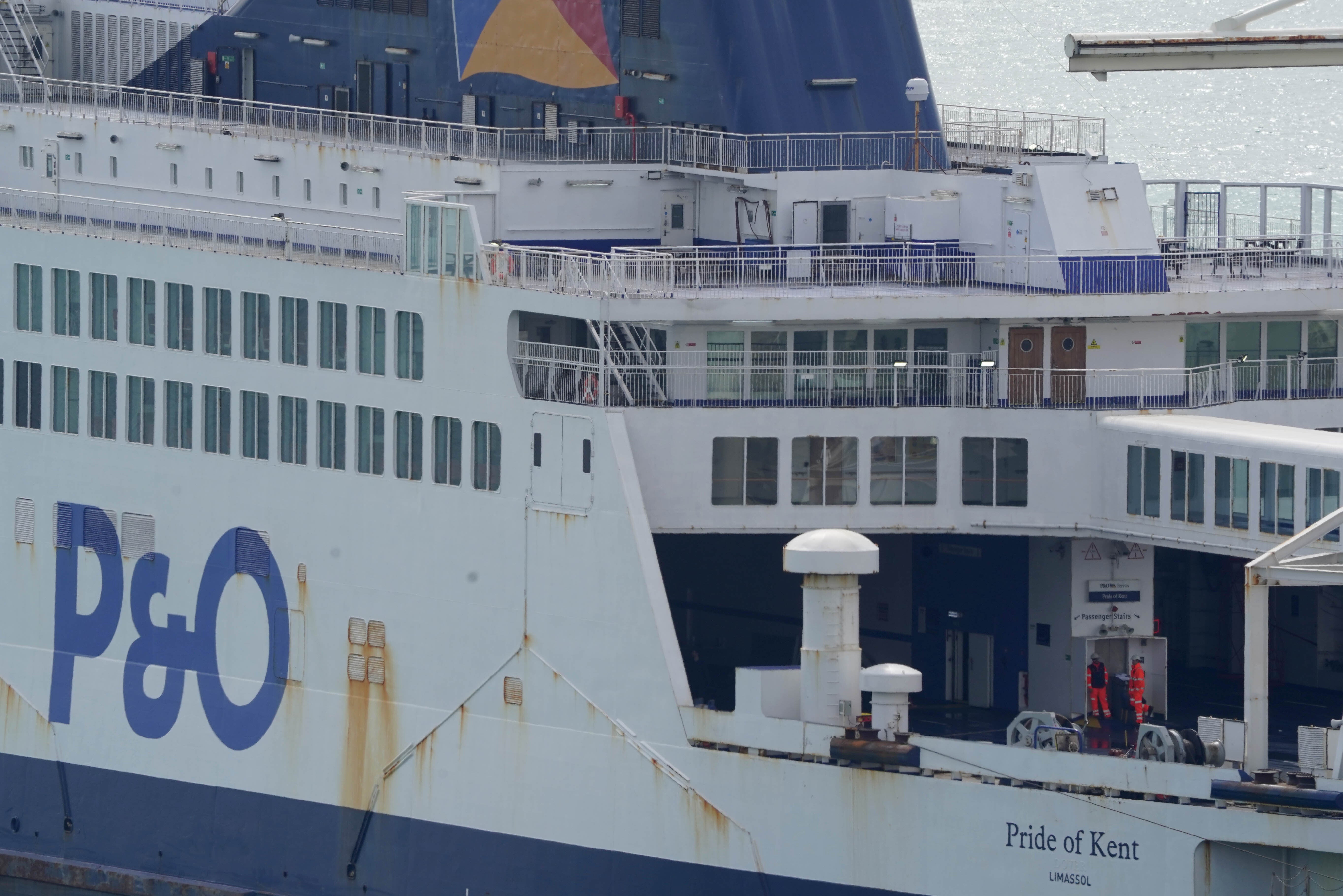 Workers on board the Pride of Kent (Gareth Fuller/PA)