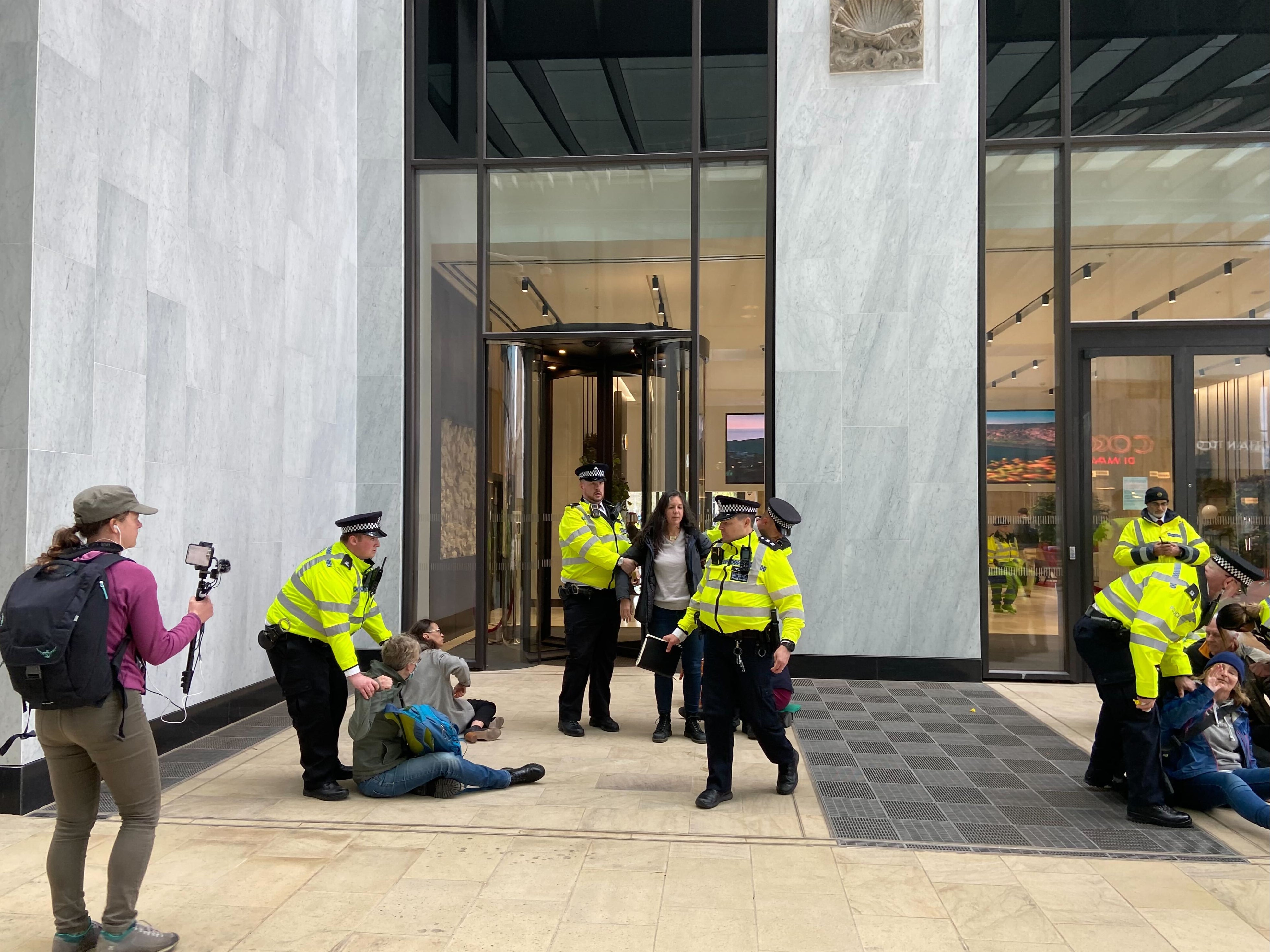 XR protesters enter the Shell building in London