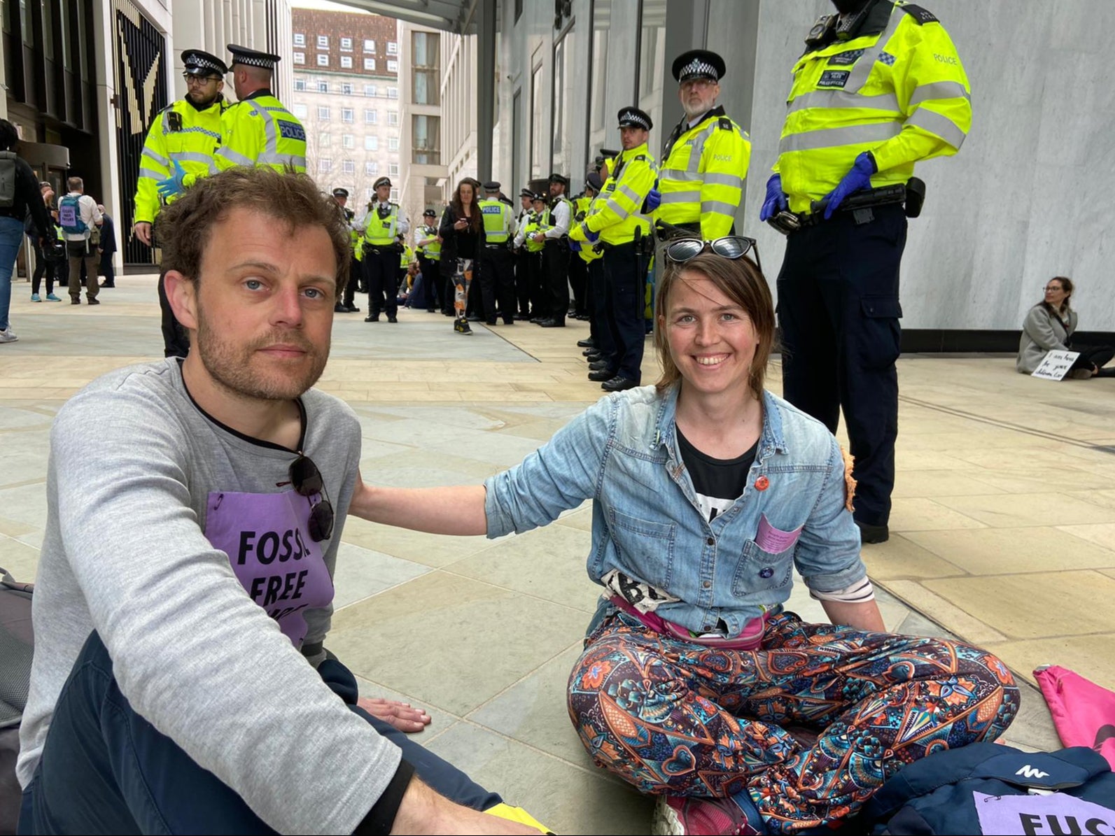 Michael, who did want to give his last name, and Addie May at the Shell HQ protest