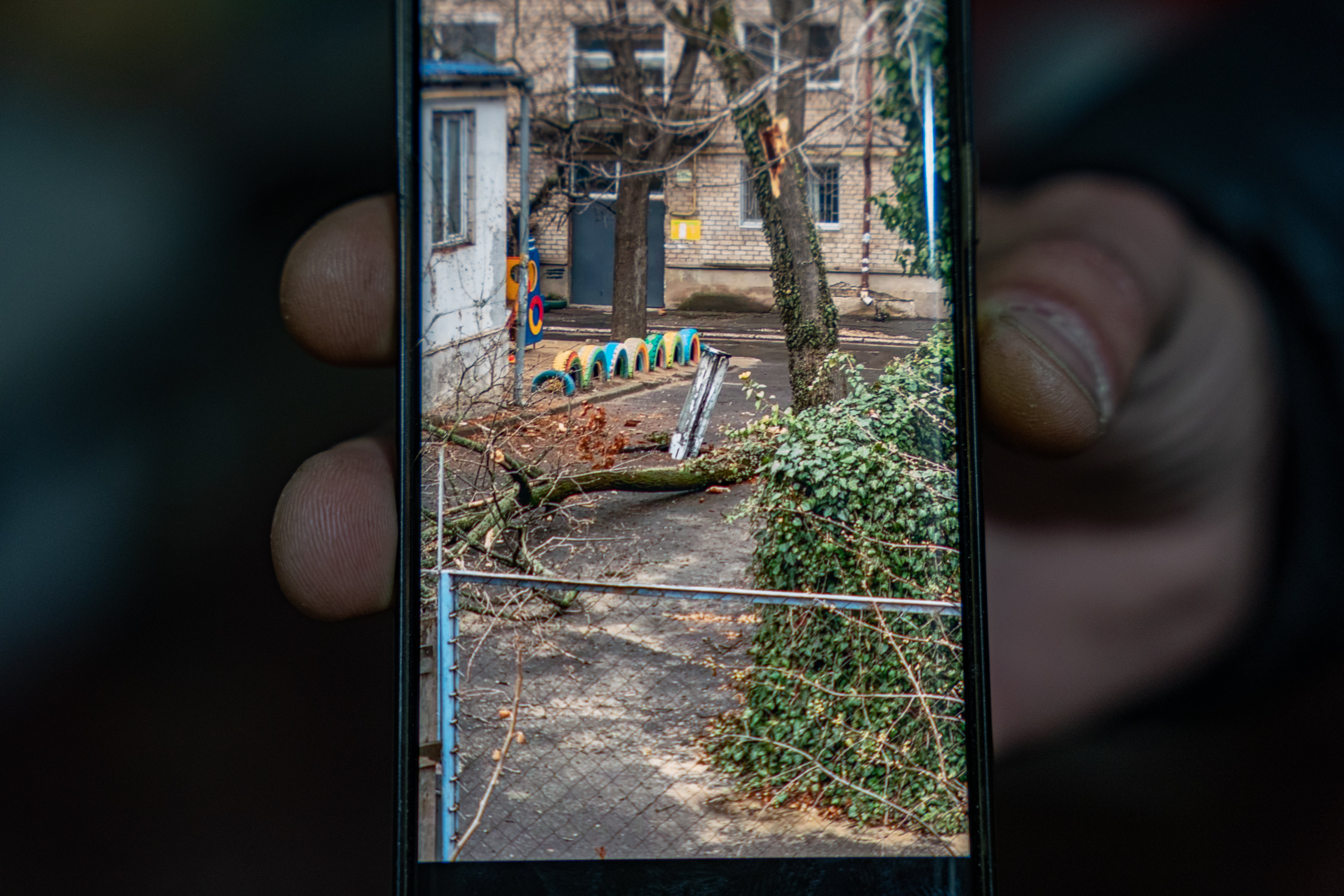 Alexi shows an image of a rocket which landed right next to his home but did not explode