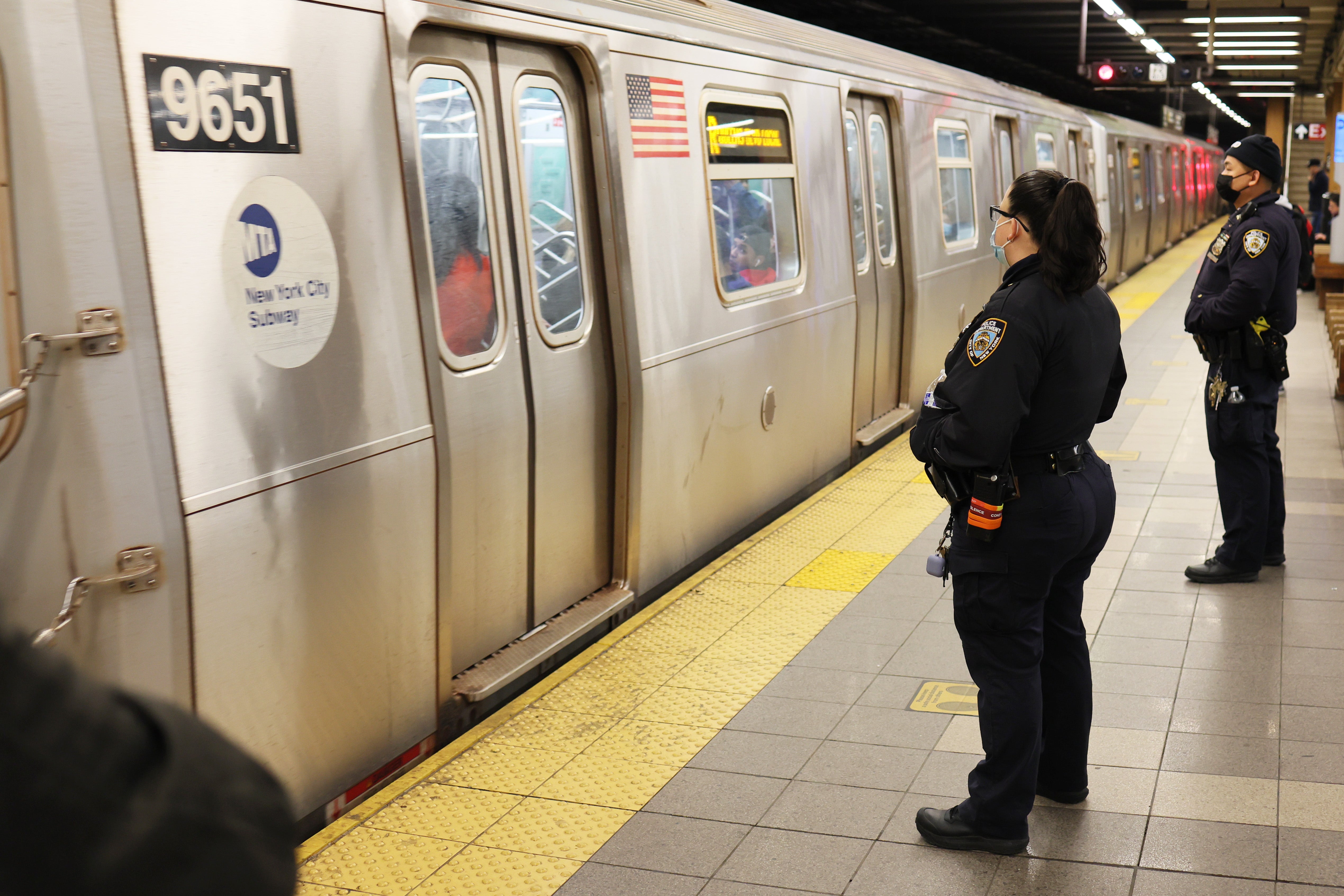 Heavy police presence inside the subway station which was the scene of an attack one day earlier