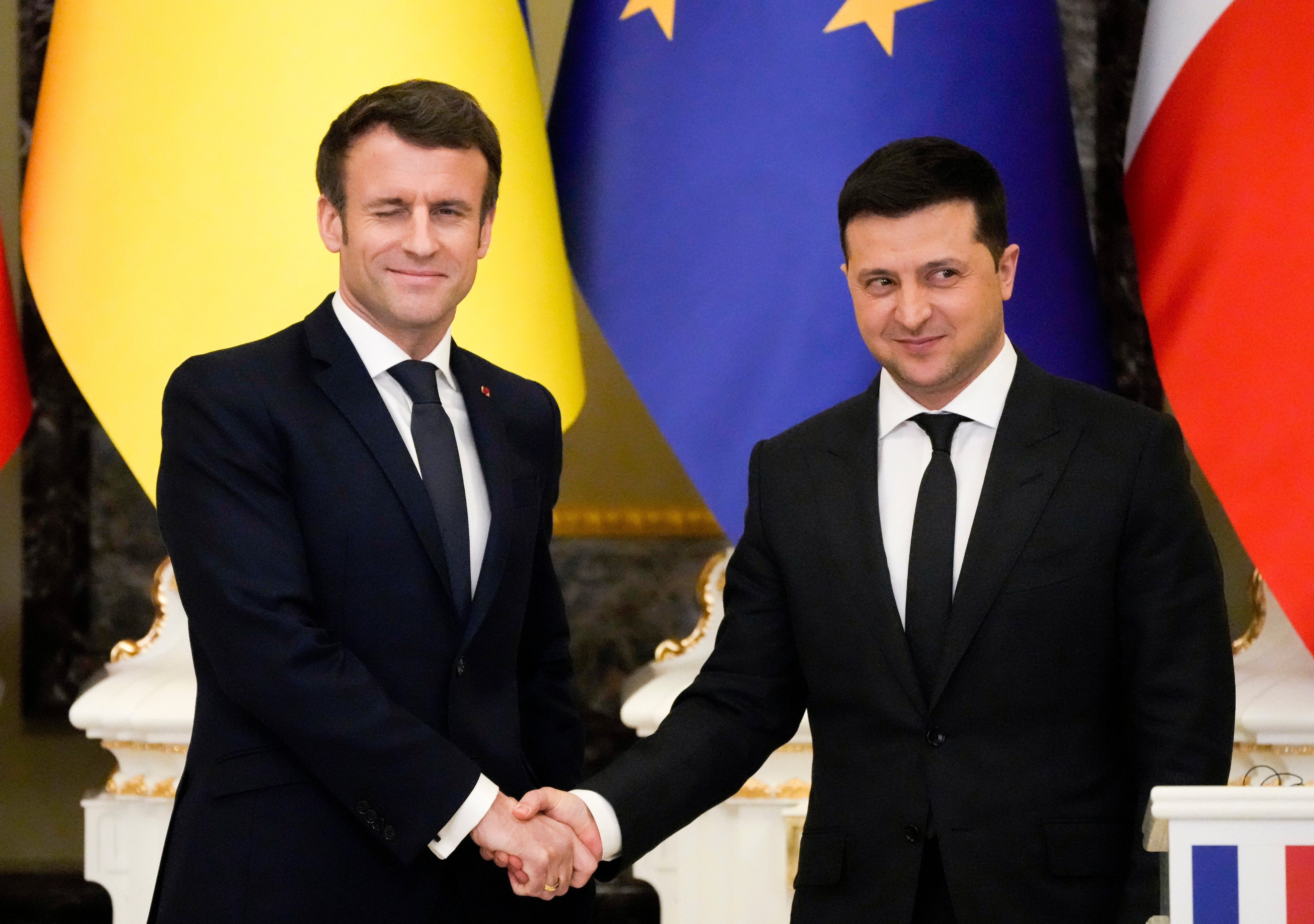 Macron with Zelensky in February