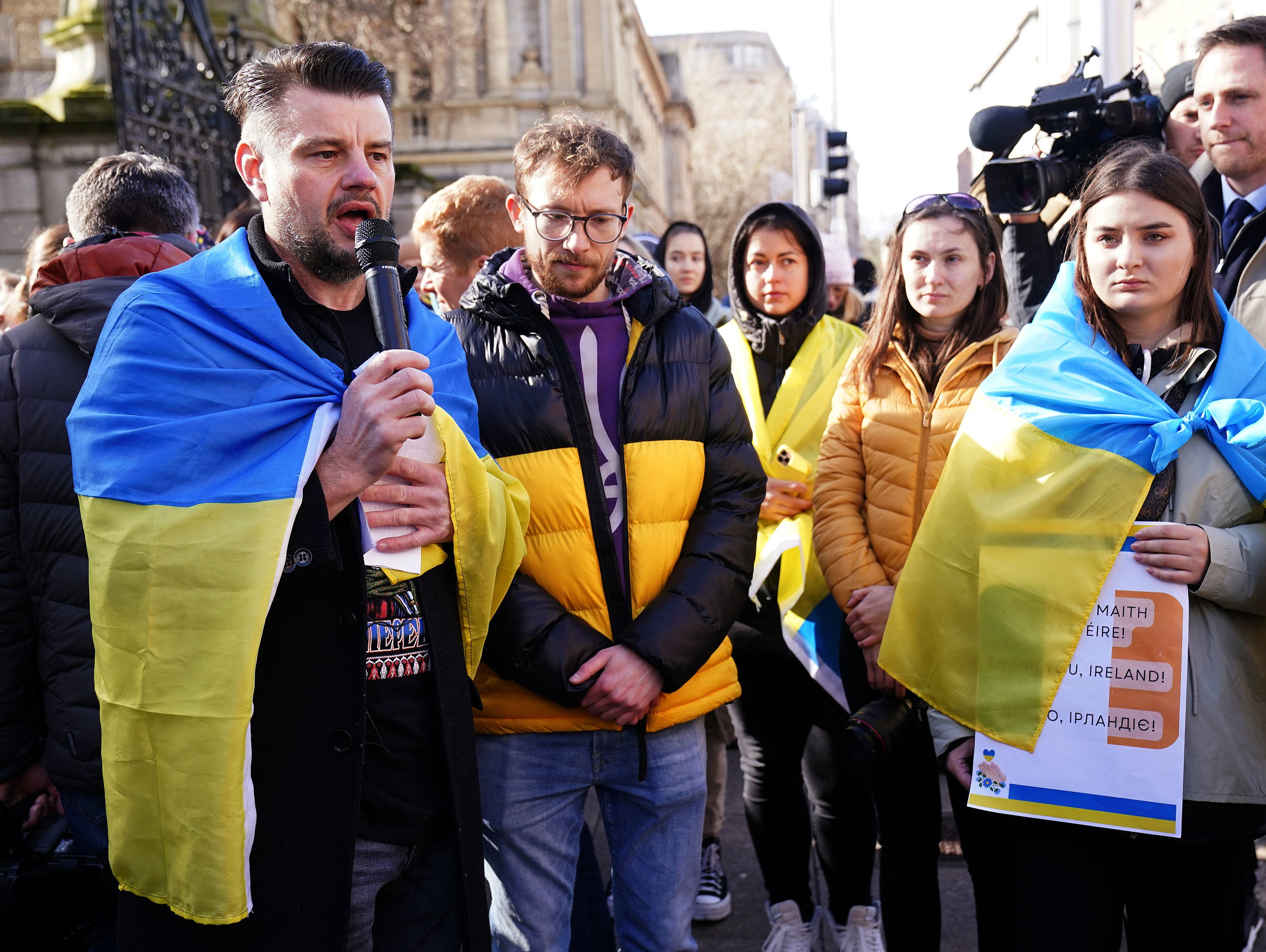 Nick Kozlov (left), from the Ukrainian Crisis Centre in Ireland, at a protest earlier this month (Brian Lawless/PA)