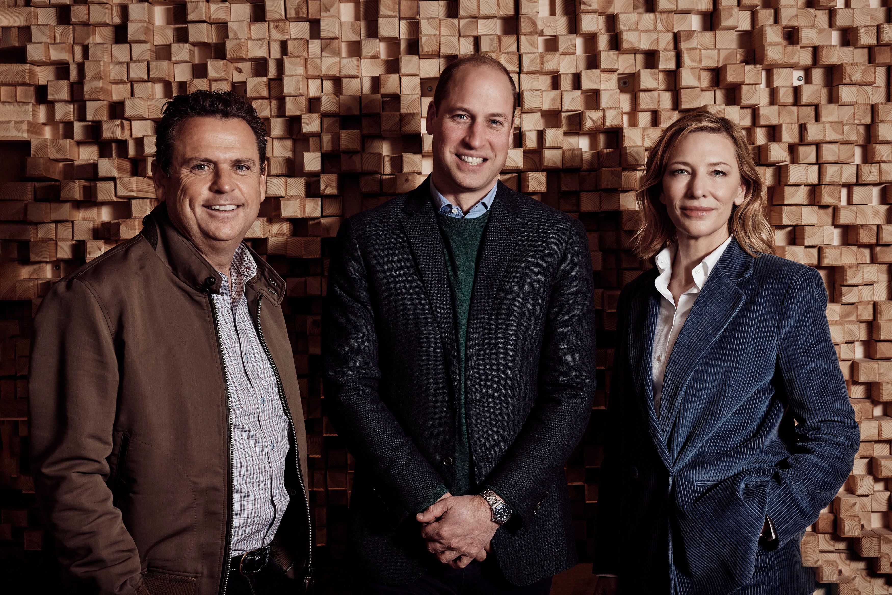 The Duke of Cambridge (centre) with Danny Kelly and Cate Blanchett