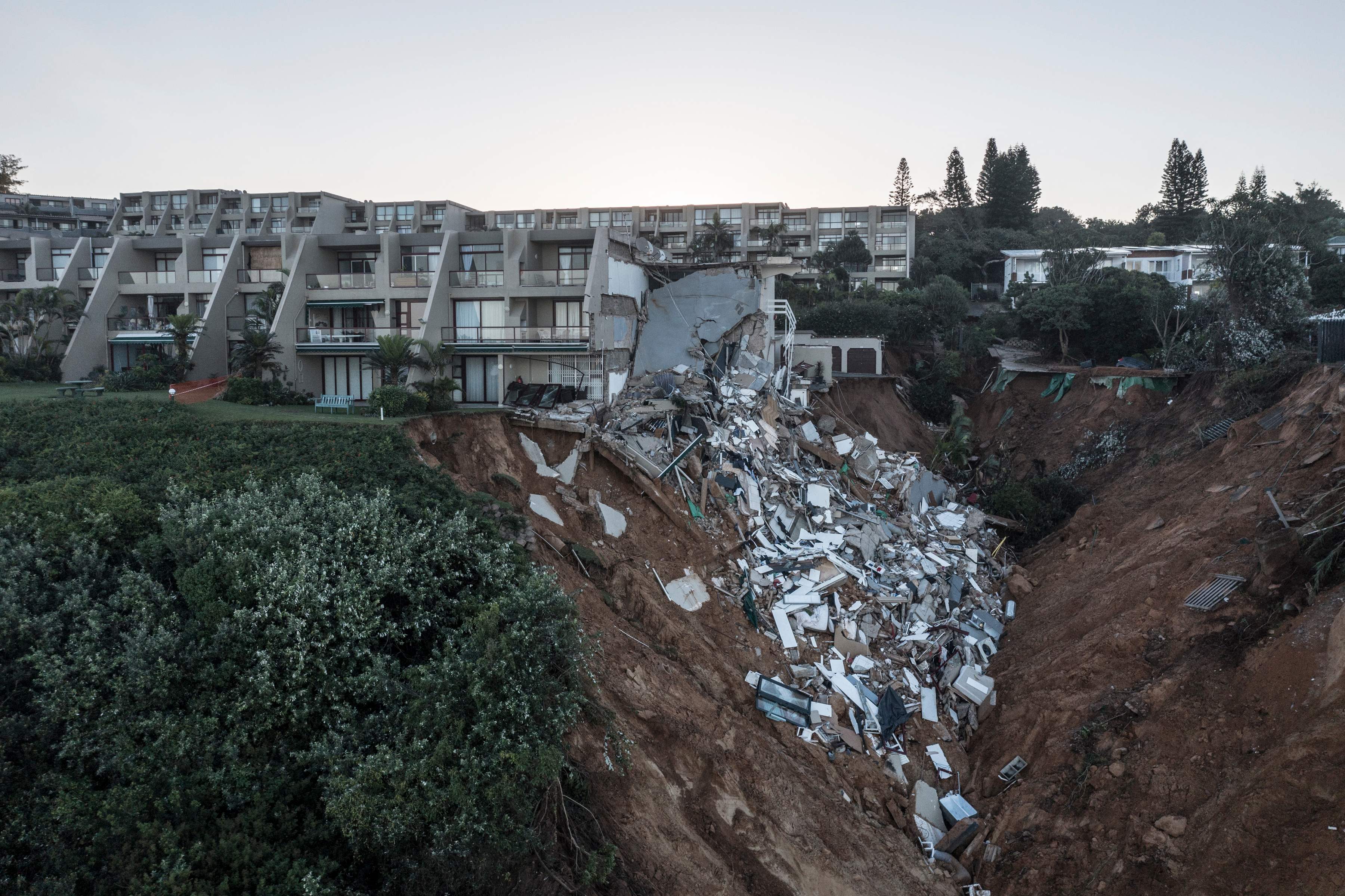 Destoyed housing at Umdloti beach, north of Durban, yesterday