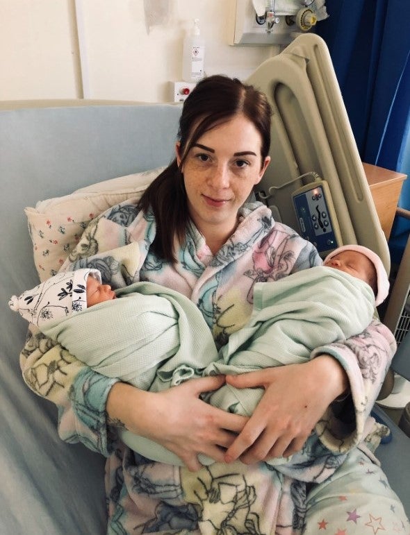 Mother Nicola Daley with twins Kingsley and Princess