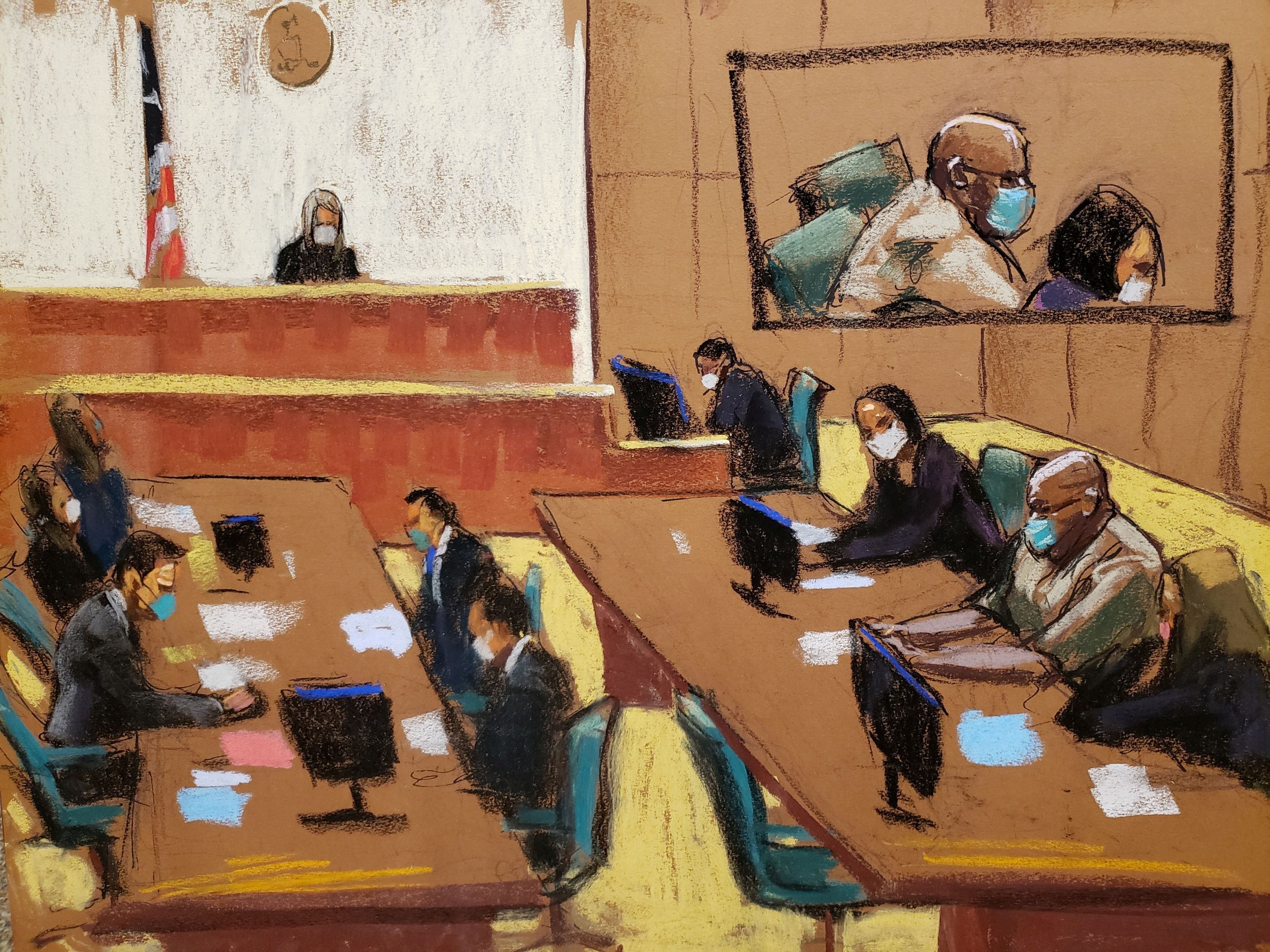 Frank James seen in courtroom sketch