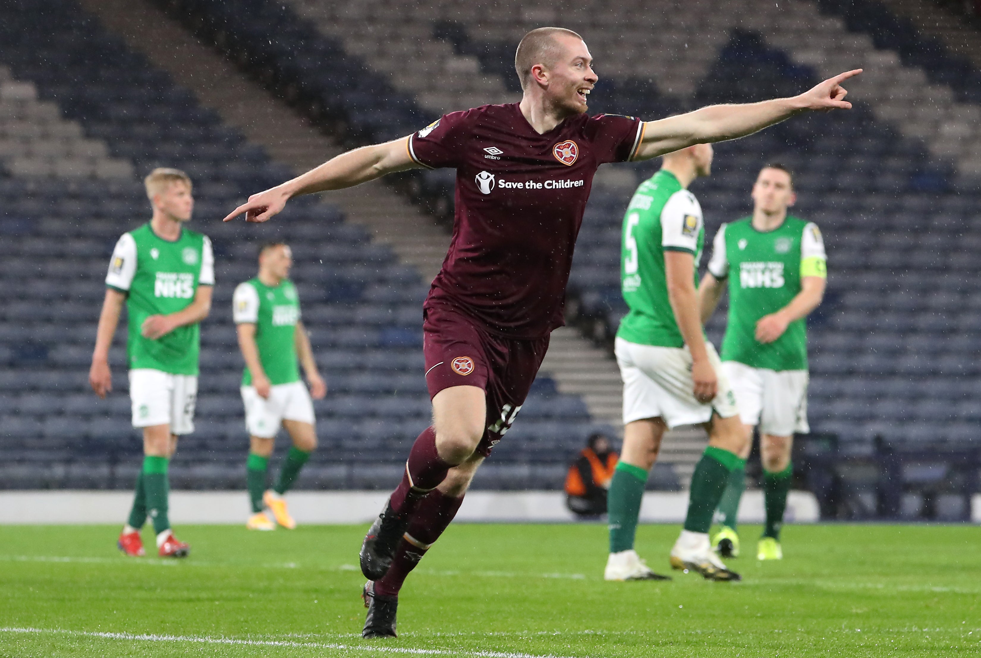 Hearts beat Hibs in the 2020 Scottish Cup semi-final (Andrew Milligan/PA)