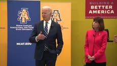 Joe Biden jokes ‘I am the professor’ during North Carolina university visit