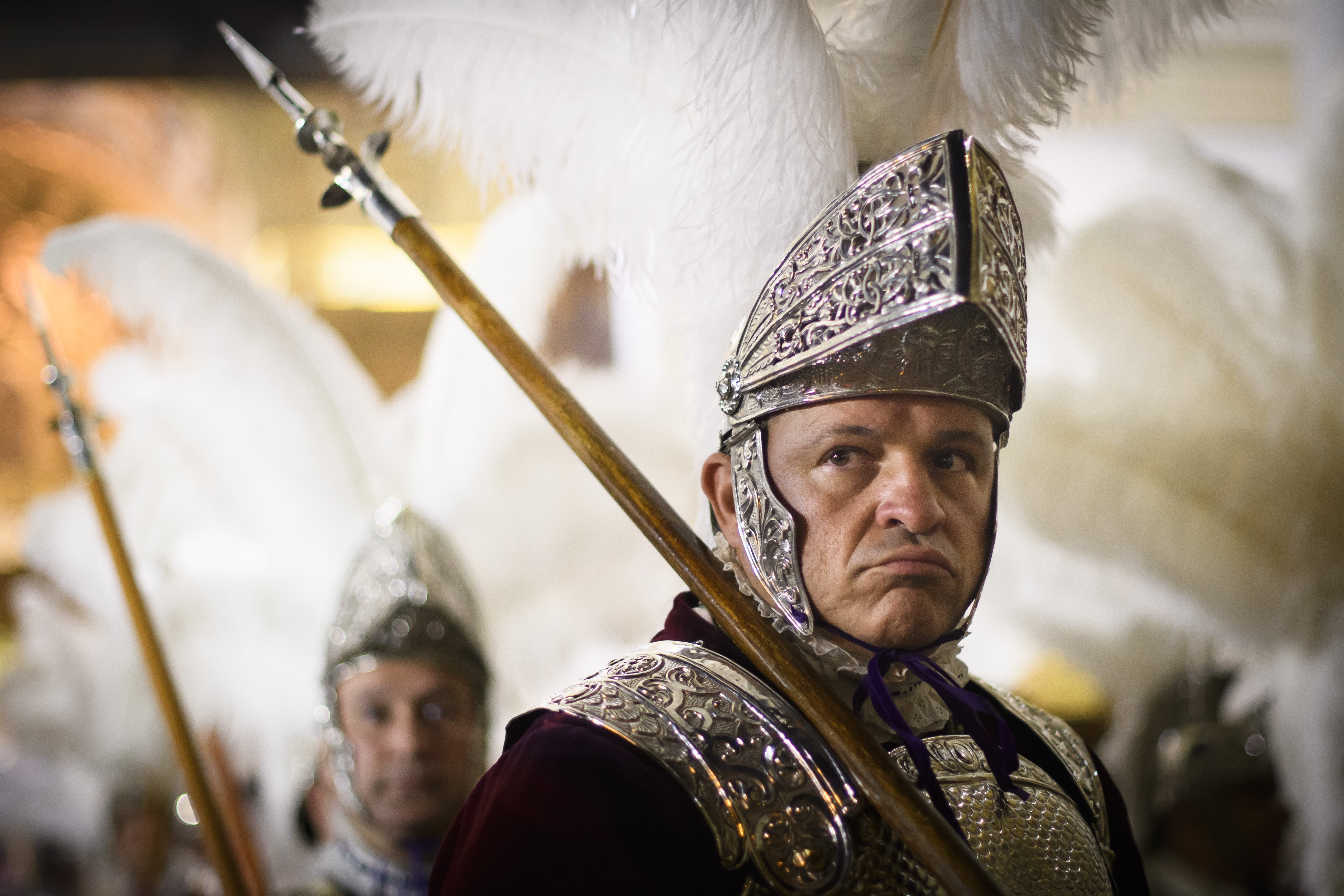 A centurian during the Macarena Centuria procession in Seville on Friday