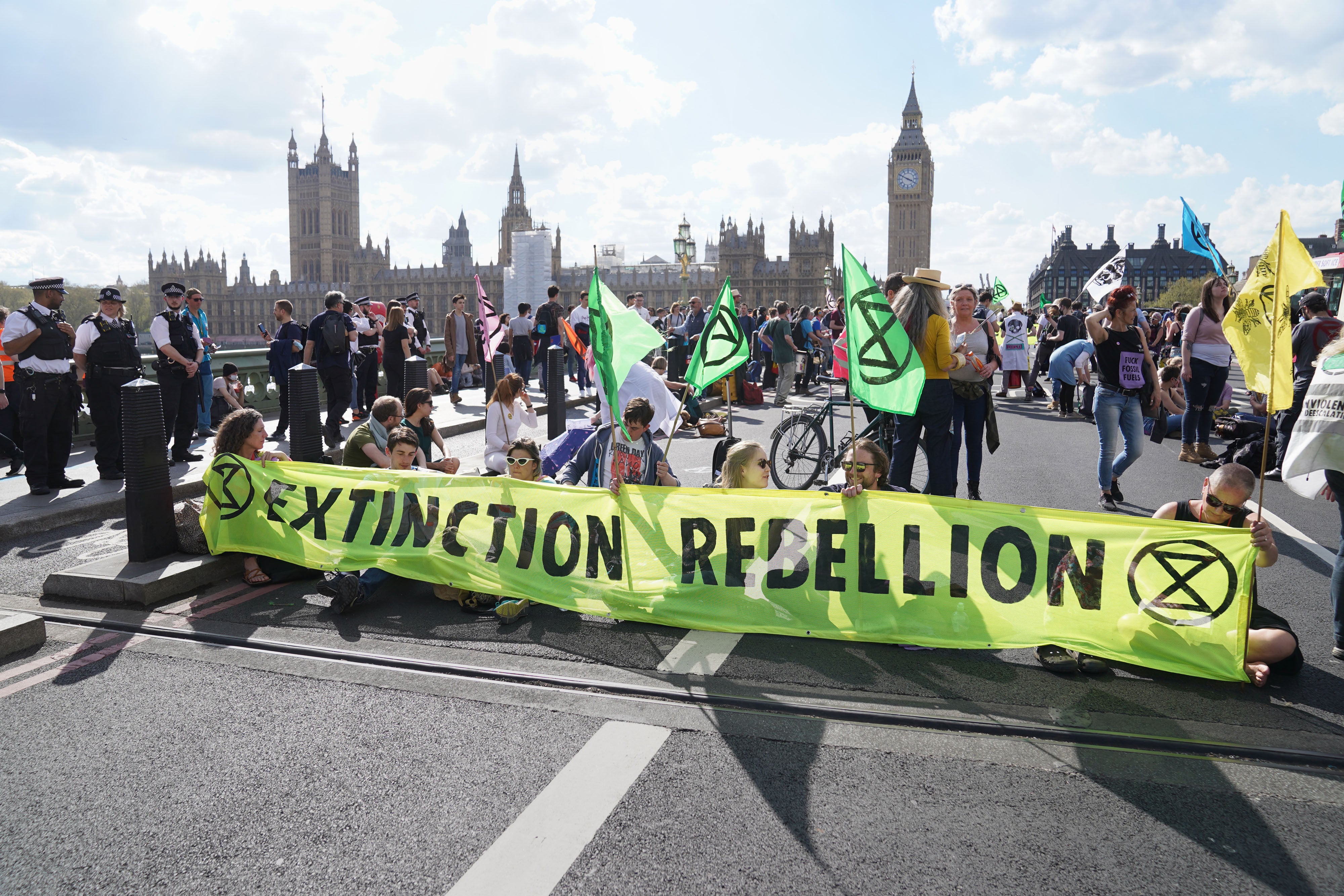 Protests are under way on Waterloo, Blackfriars, Lambeth and Westminster bridges (Stefan Rousseau/PA)