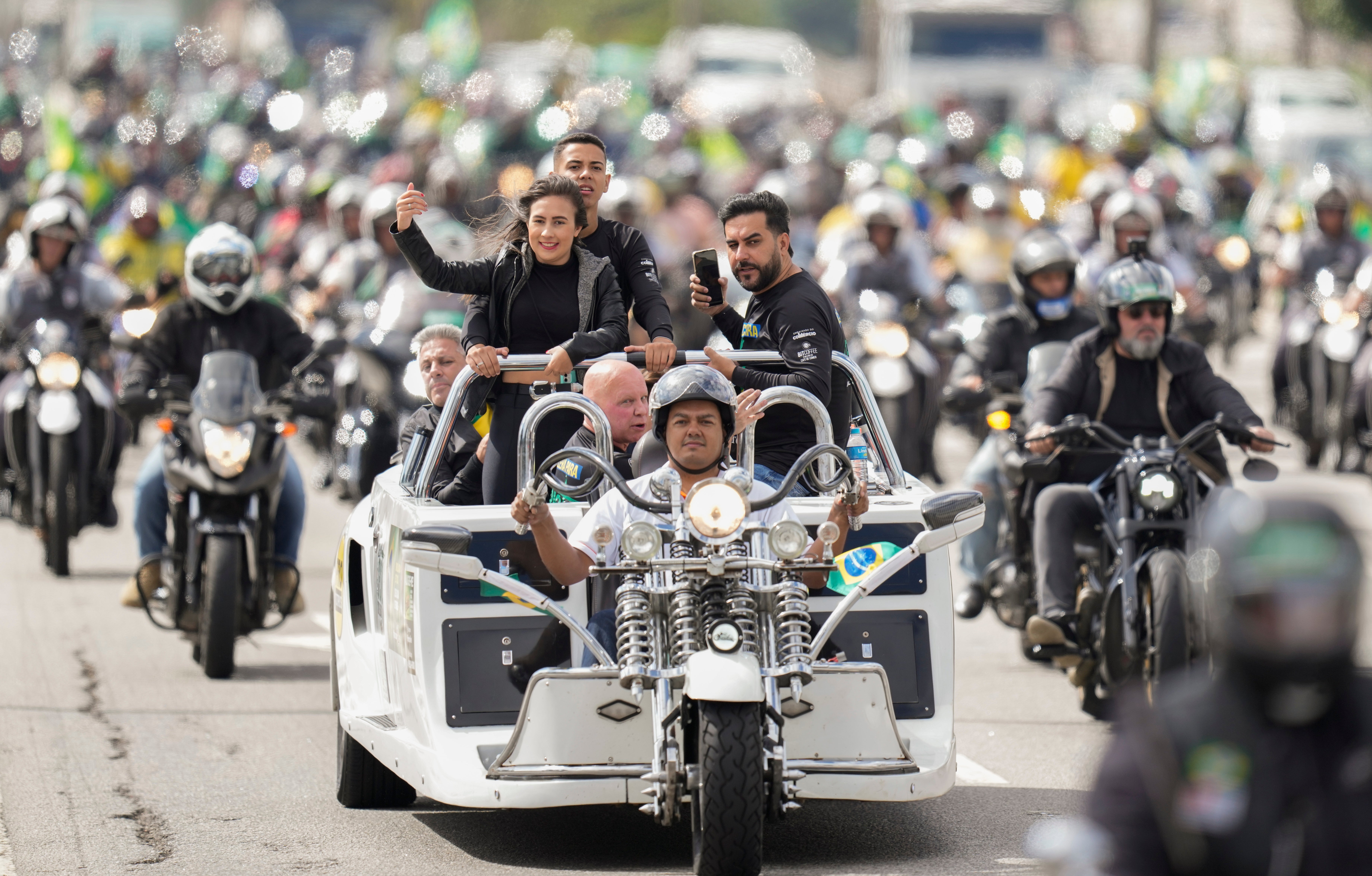 APTOPIX Brazil Bolsonaro Motorcycle Rally