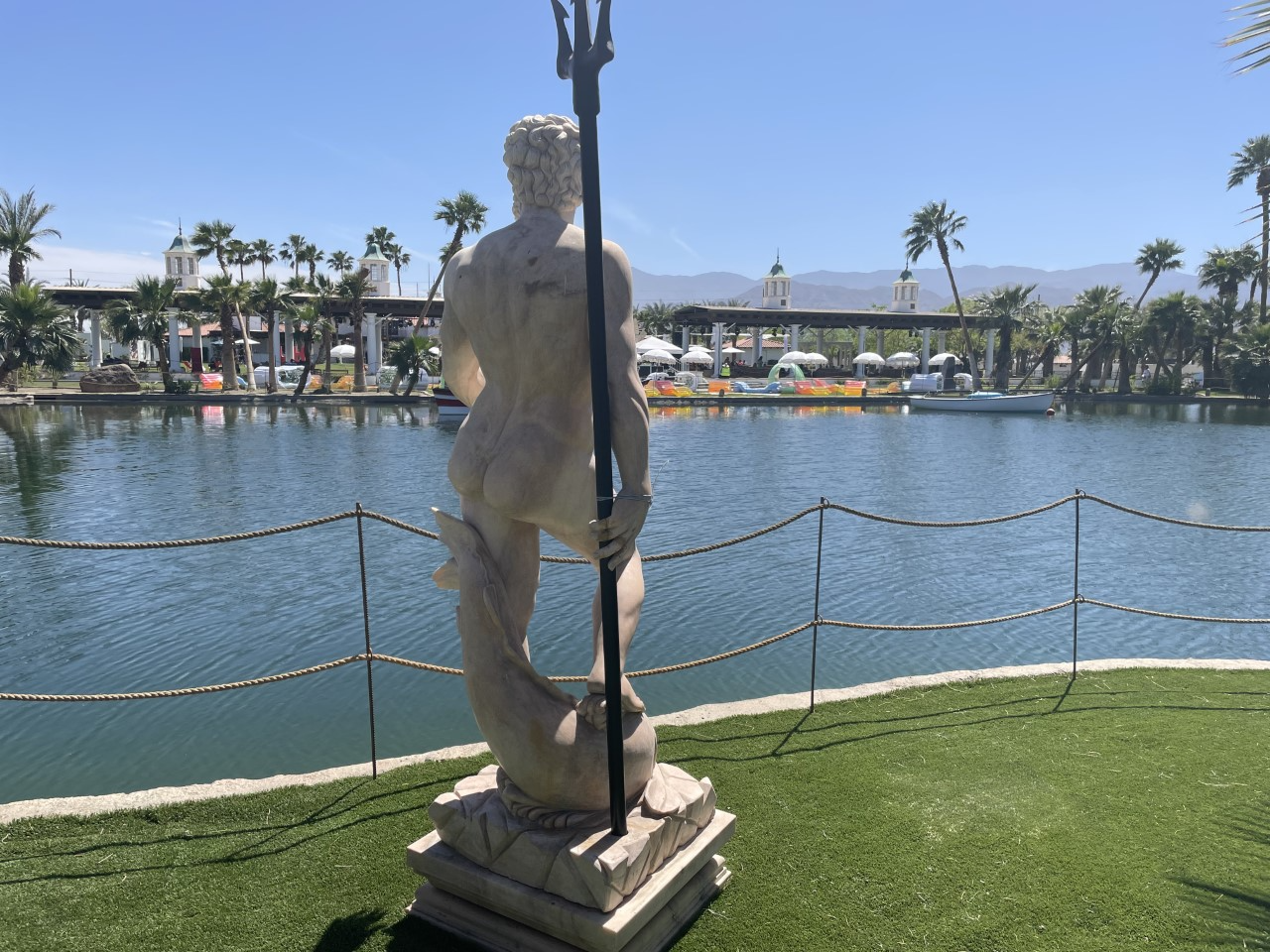 A Neptune statue at Coachella 2022