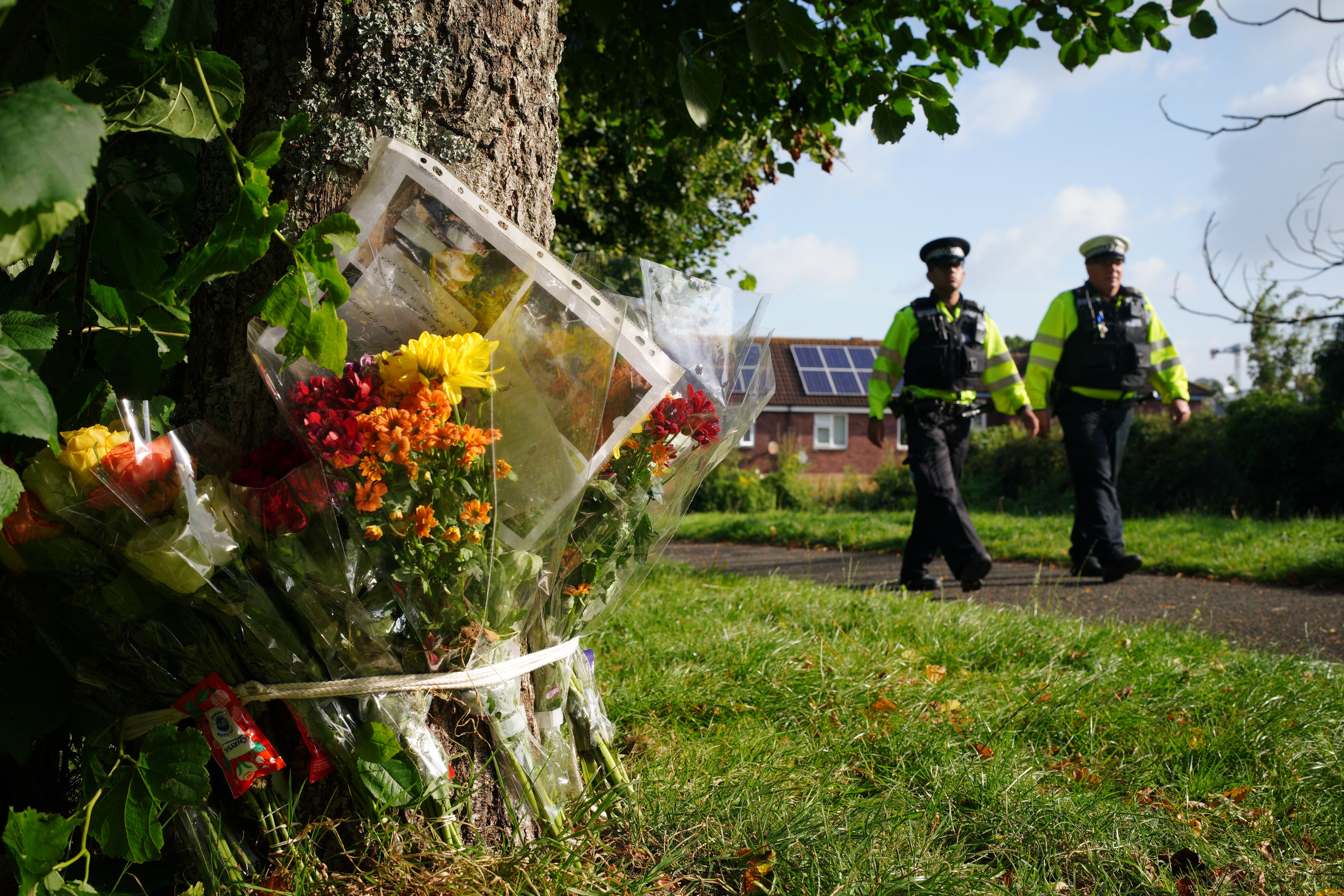 Flowers for a victim of the Plymouth incident, which was linked to incel culture