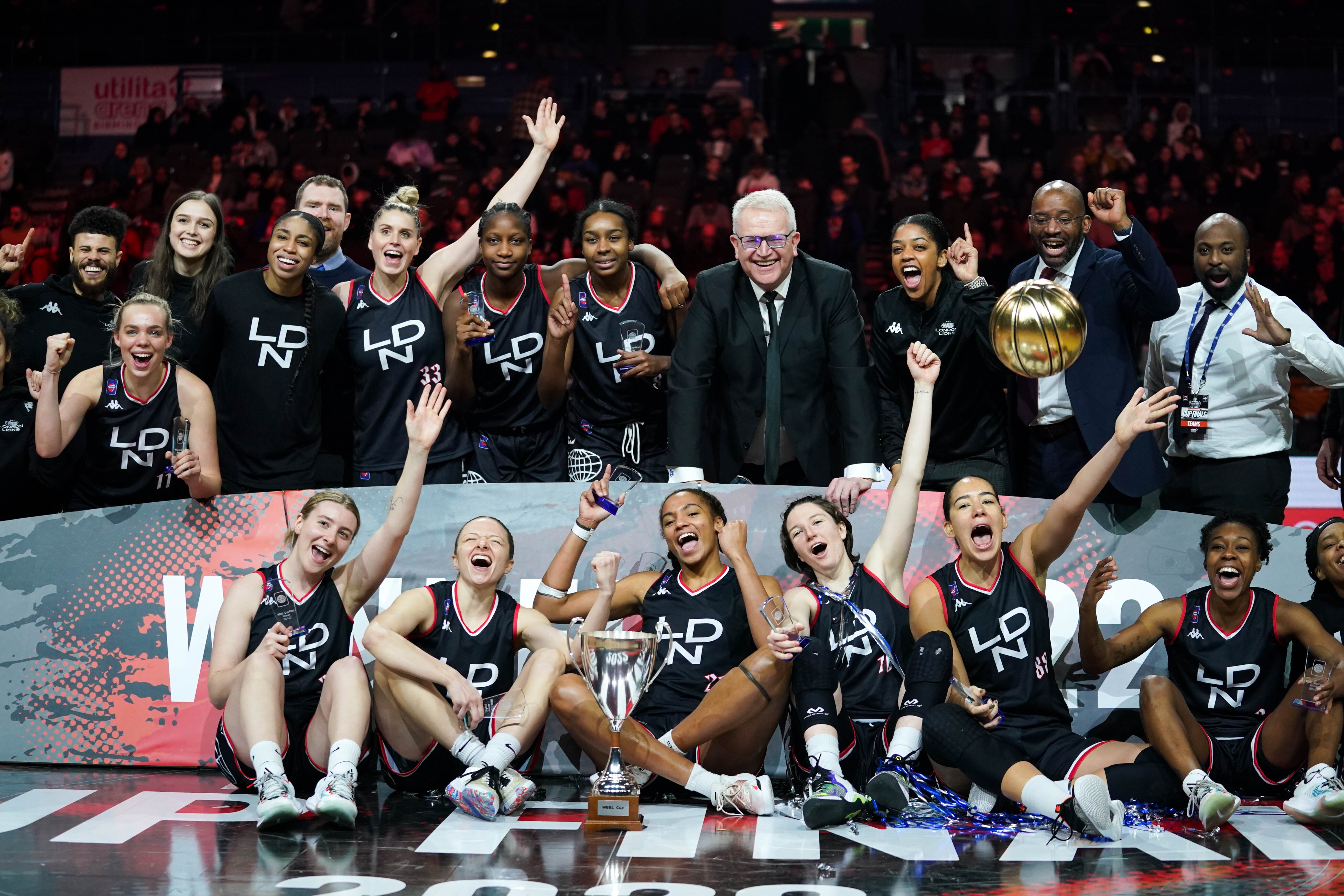 The London Lions beat Newcastle Eagles in front of a bumper crowd to win the WBBL Cup (Jacob King/PA)