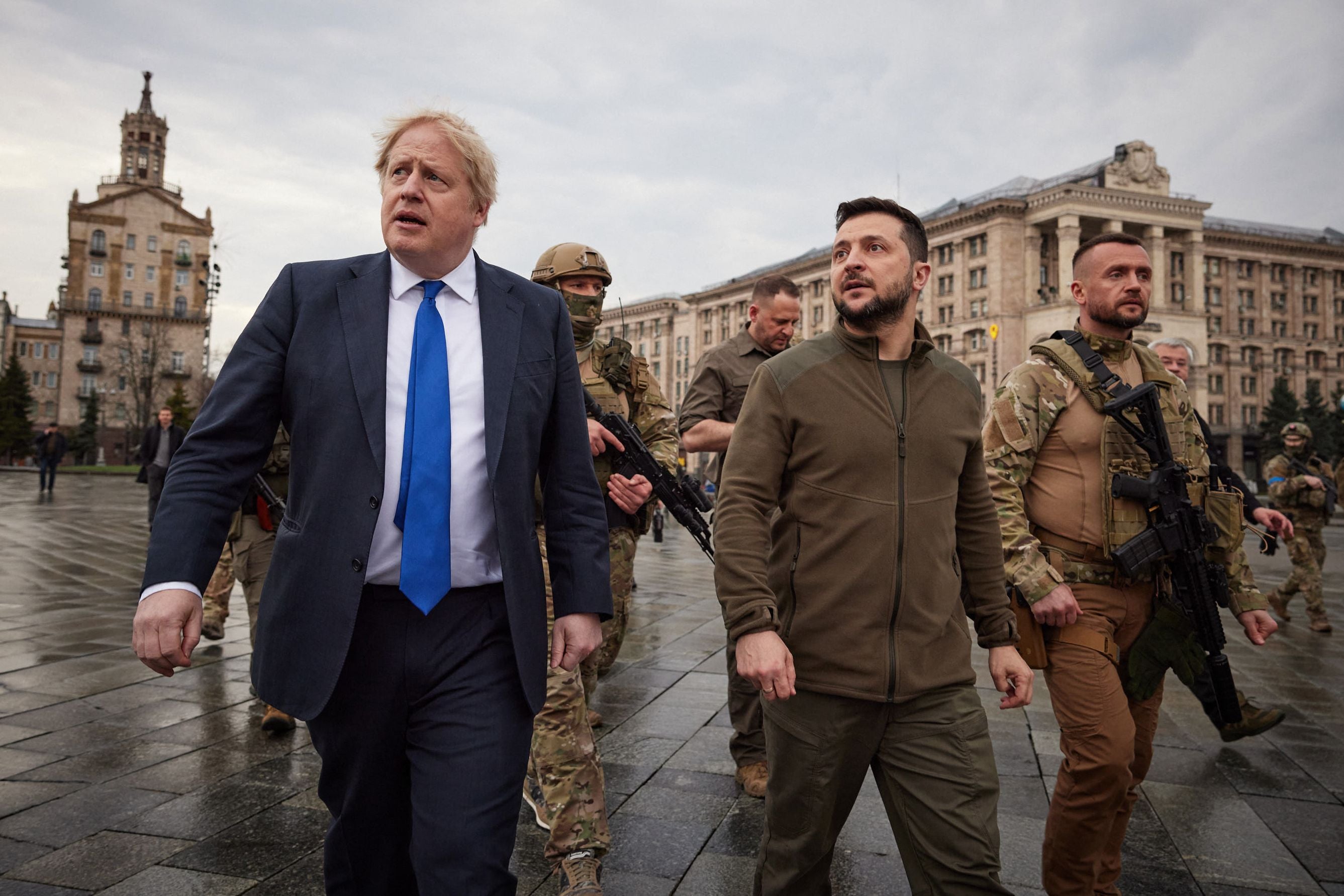 Boris Johnson with Ukrainian president Volodymyr Zelensky in Kyiv, 9 April