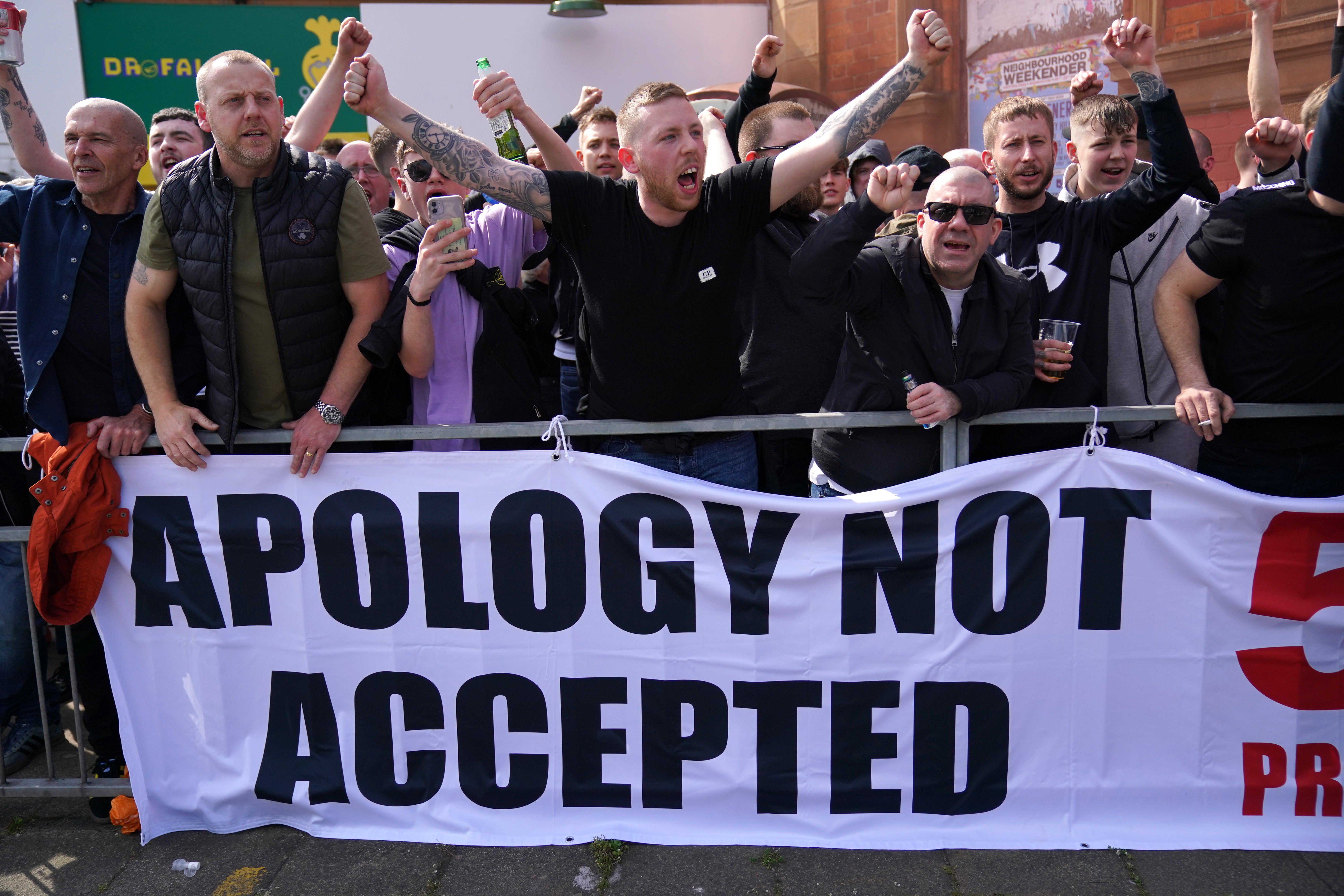 Manchester United fans protested against the club’s Glazer ownership before the 3-2 victory against Norwich at Old Trafford (Jacob King/PA)