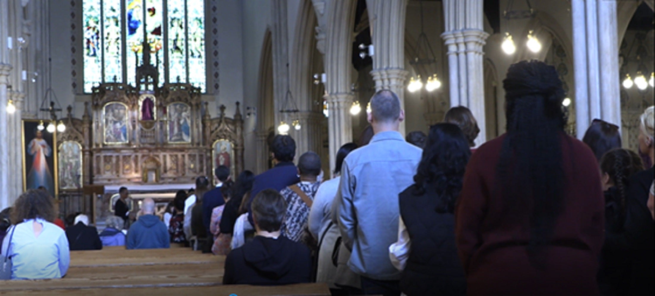 Parishioners attending a Good Friday mass at St Mary of the Angels Catholic church in Bayswater, London (Danielle Desouza/PA)