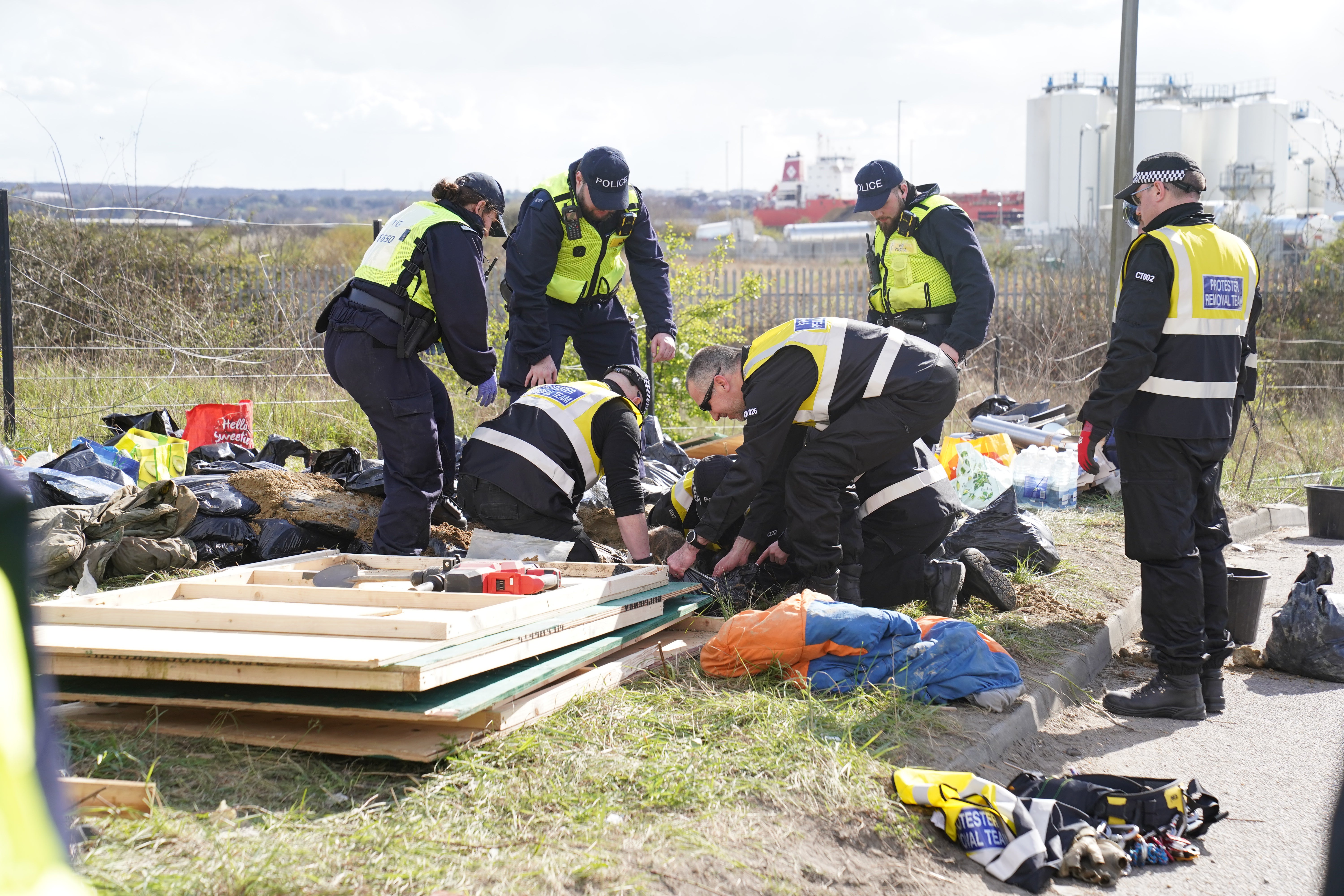 Climate protestors from Just Stop Oil have staged blockades of fuel sites in Essex over the last month (Stefan Rousseau/PA)