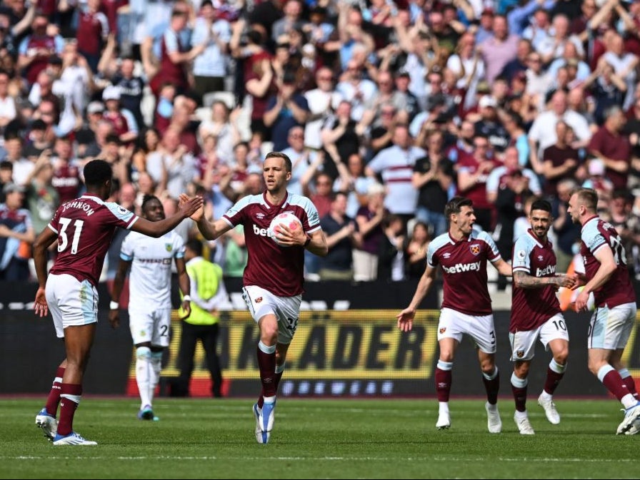 Tomas Soucek equalised for West Ham on 74 minutes