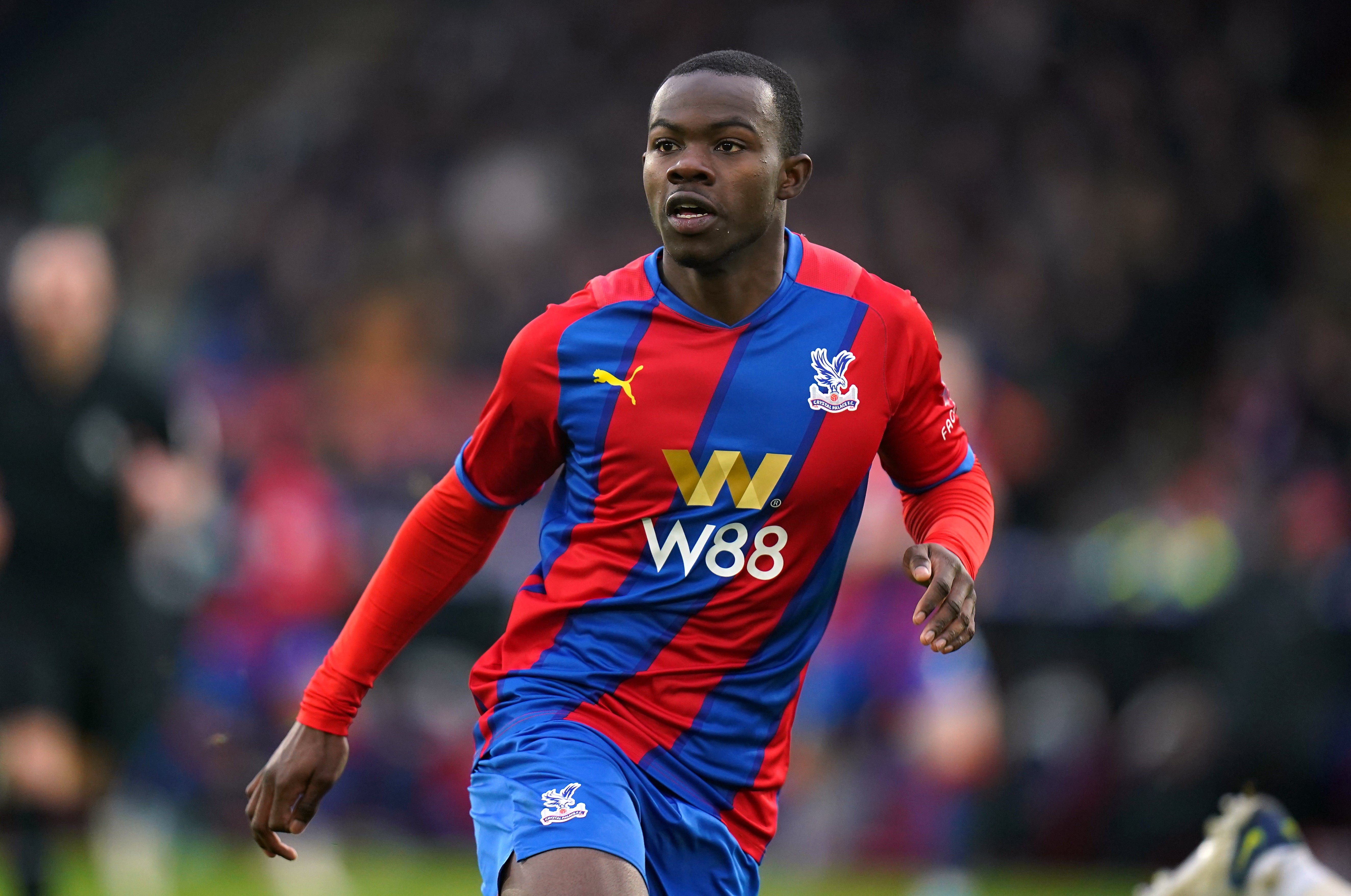 Crystal Palace’s Tyrick Mitchell endured a tough afternoon at Wembley (Adam Davy/PA).