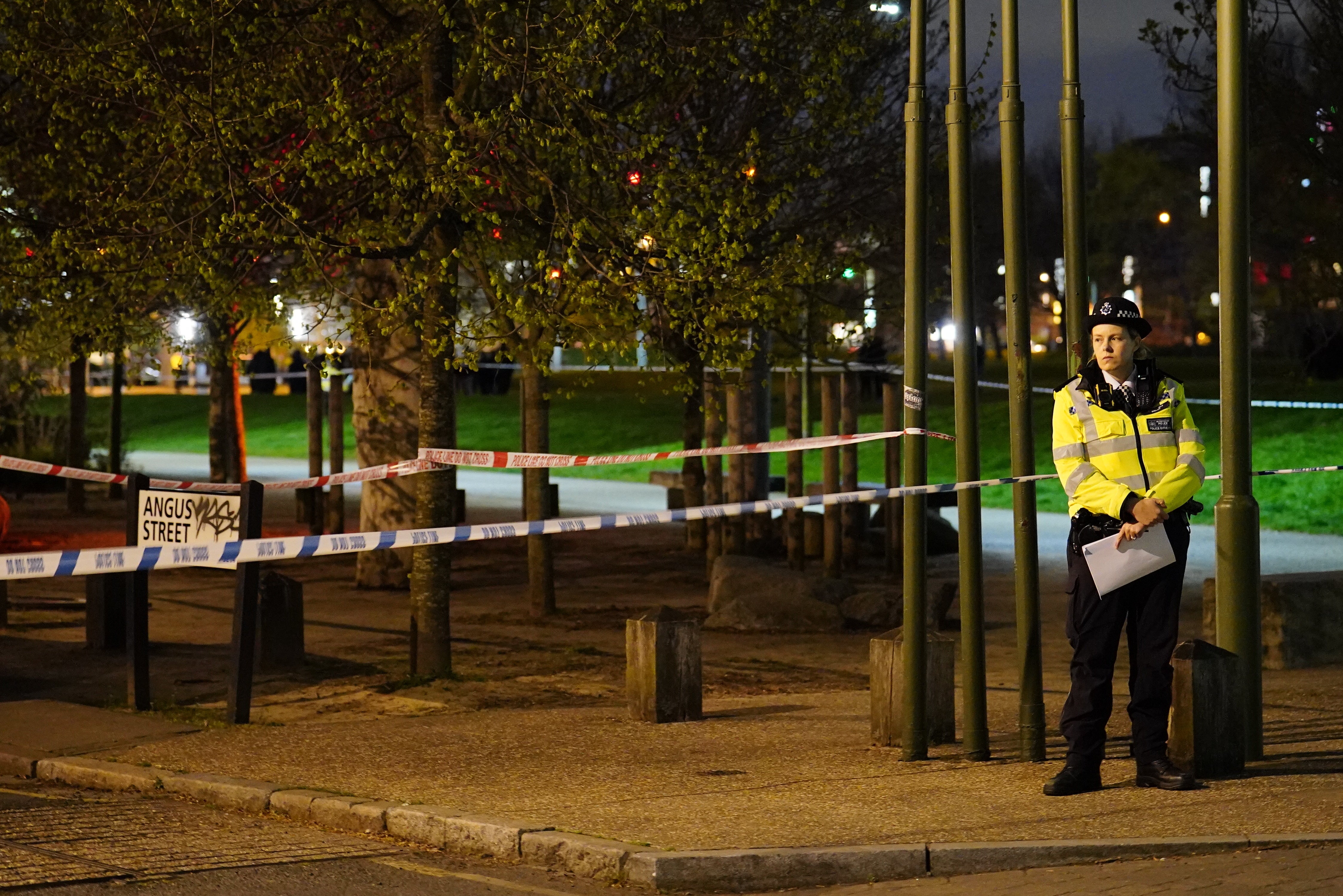 Police at the scene in Lewisham after a 16-year-old boy died in a stabbing (Dominic Lipinski/PA)