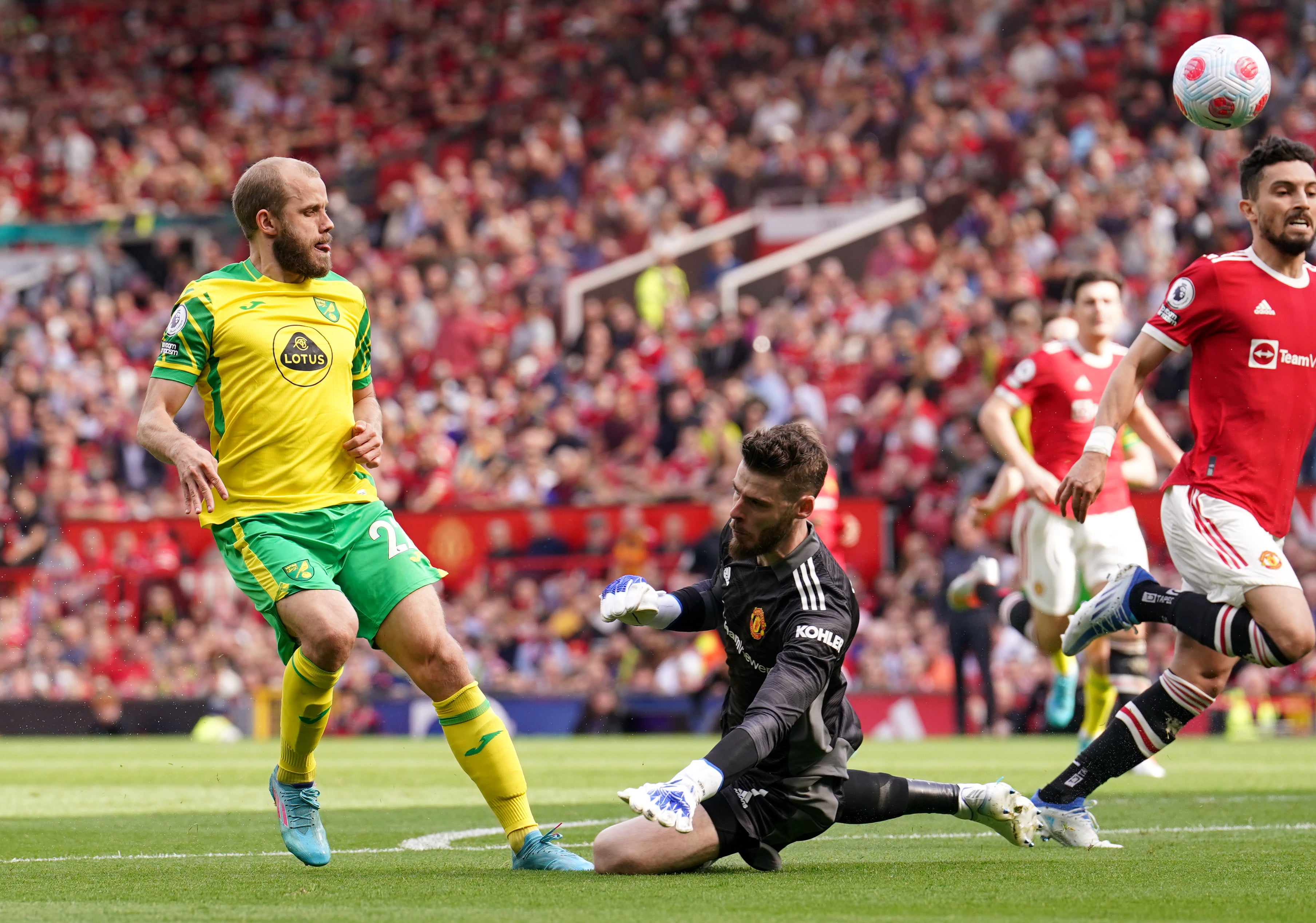 Manchester United keeper David de Gea (pictured in action against Norwich) has been hailed as “world class” by Liverpool manager Jurgen Klopp (Martin Rickett/PA Images).