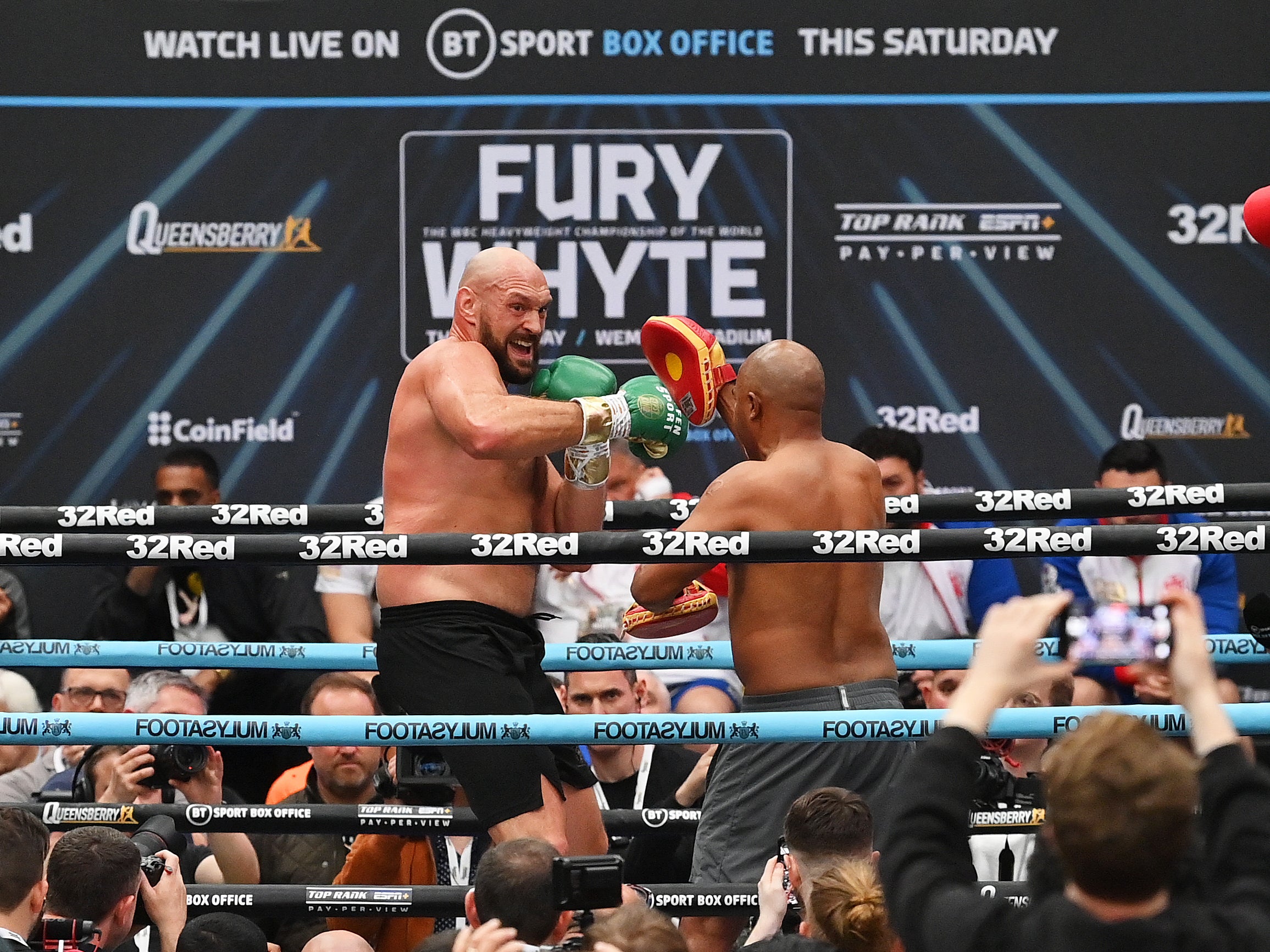 Tyson Fury during his open workout ahead of his fight with Dillian Whyte