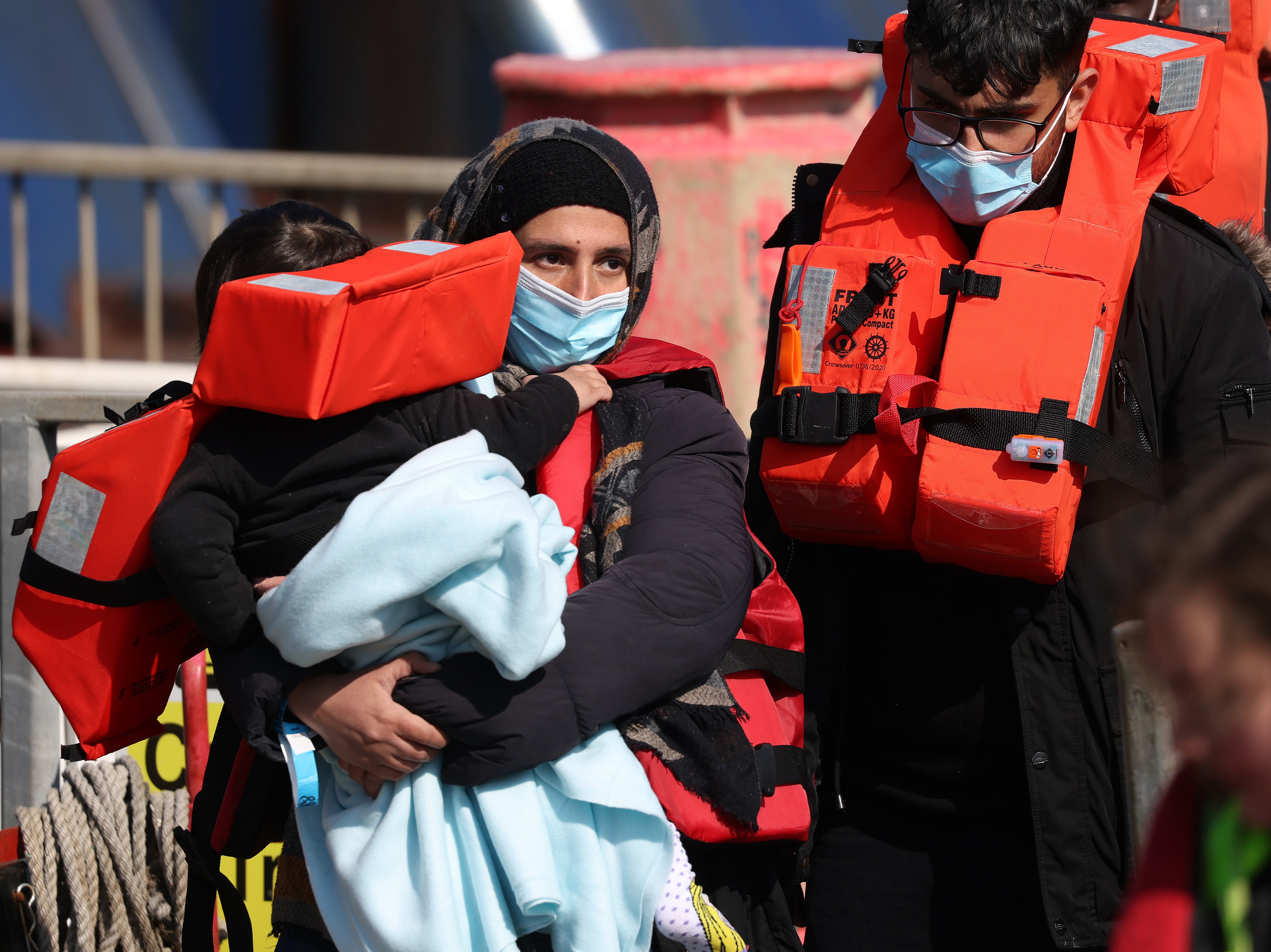 Migrants arrive at Dover Port after being picked up by border force on Easter Saturday