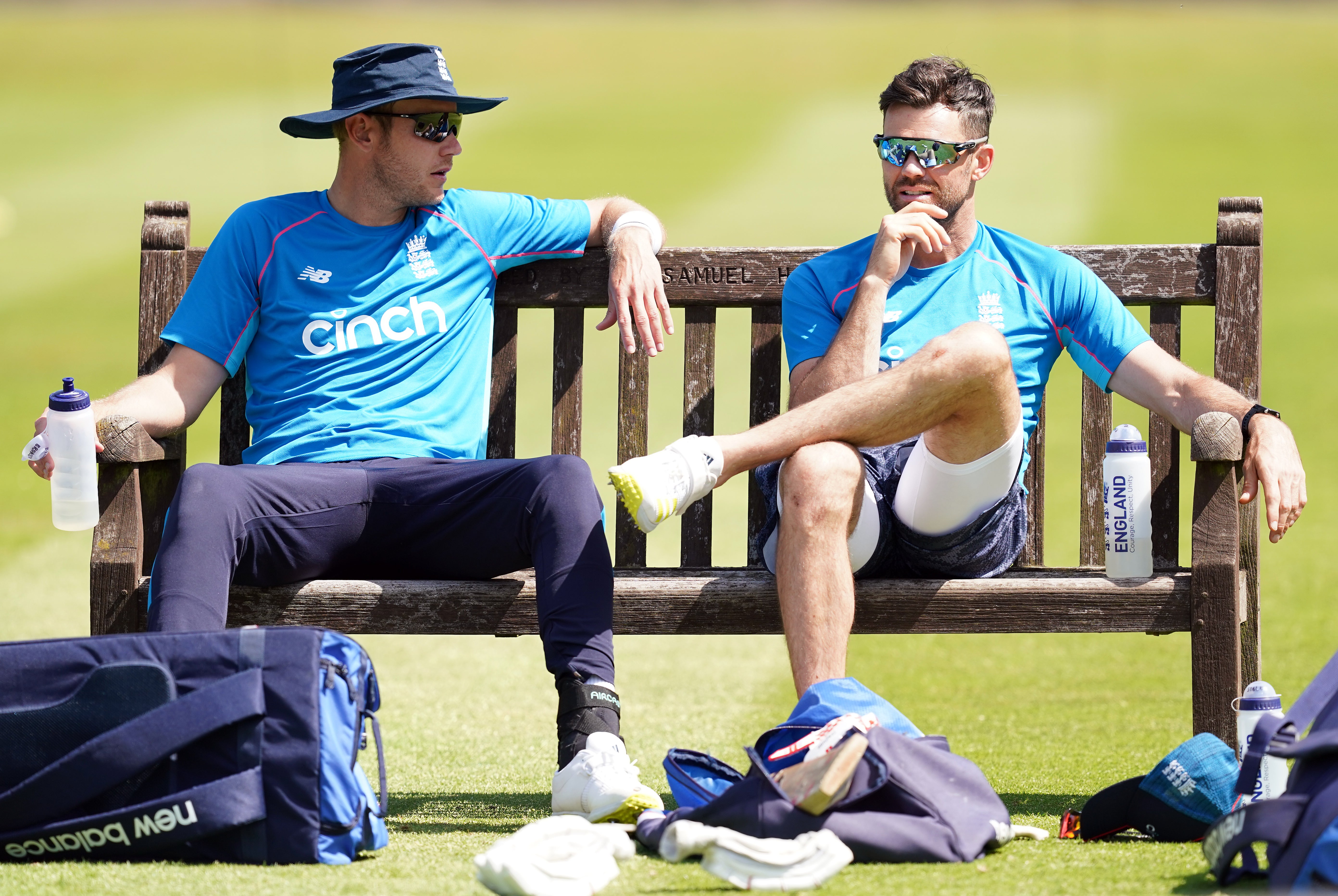 James Anderson, right, and Stuart Broad have not played competitively since England’s 4-0 defeat in the Ashes in January (Martin Rickett/PA)