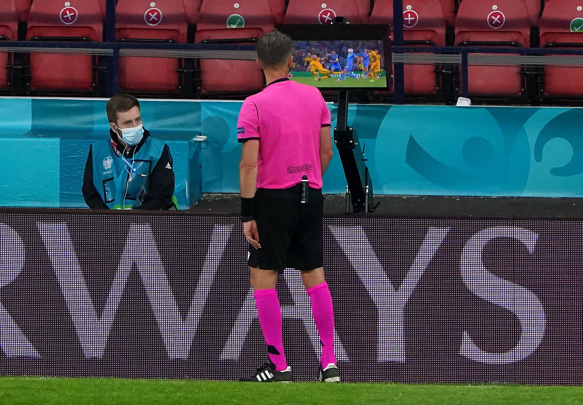 VAR was used at Hampden at Euro 2020 and will be installed at Scottish football’s top-flight grounds (Andrew Milligan/PA)
