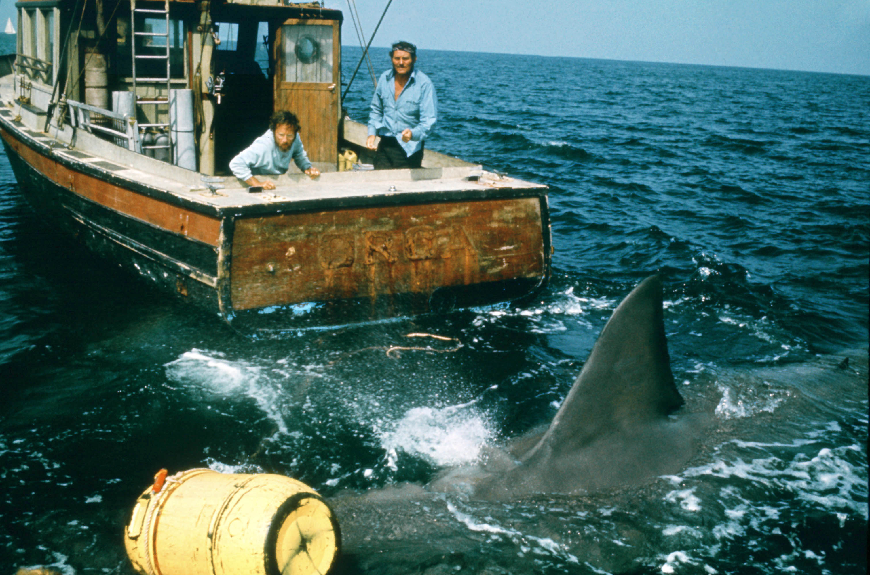 Shaw and Richard Dreyfuss in ‘Jaws’ in 1975