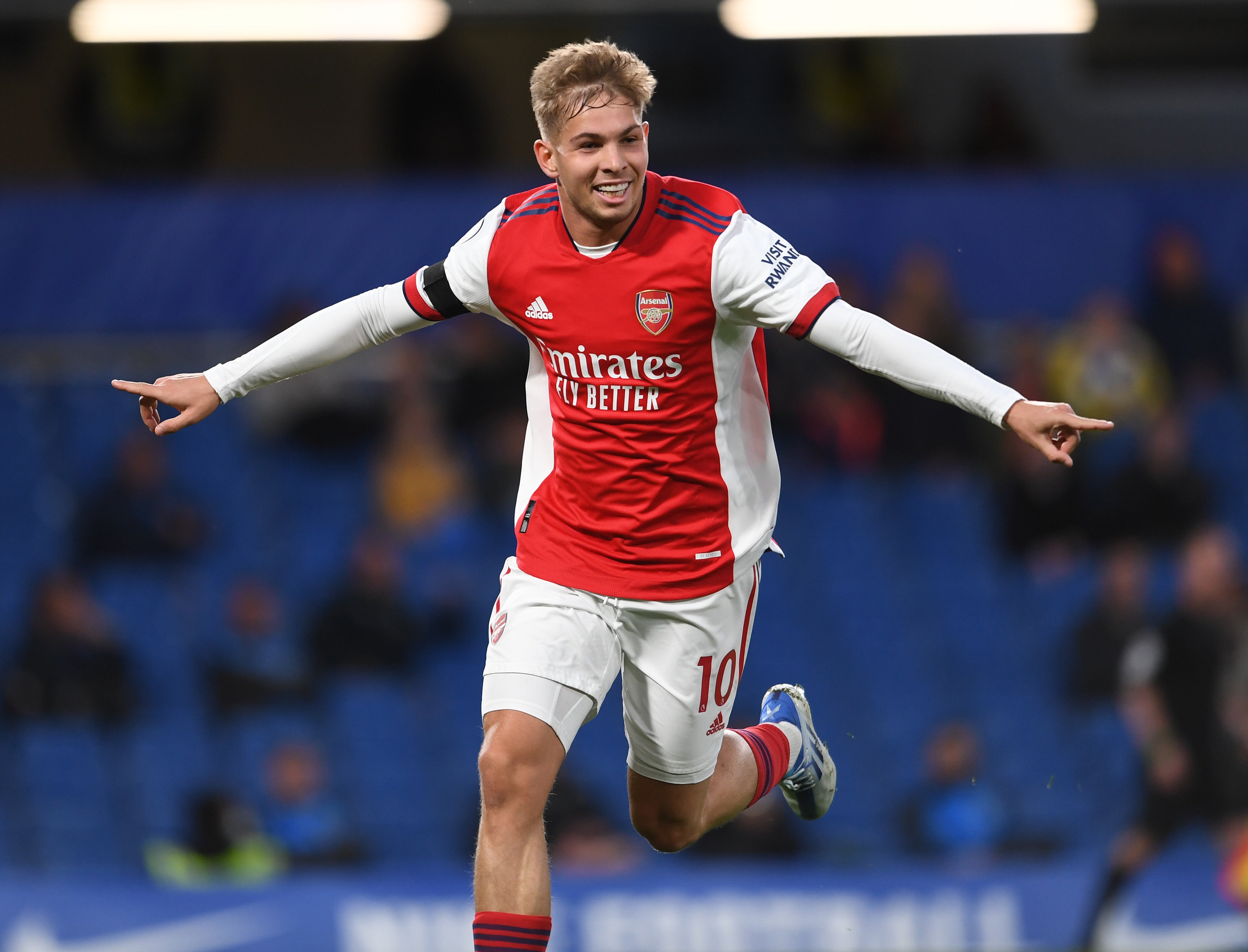 Emile Smith Rowe celebrates scoring for Arseanl