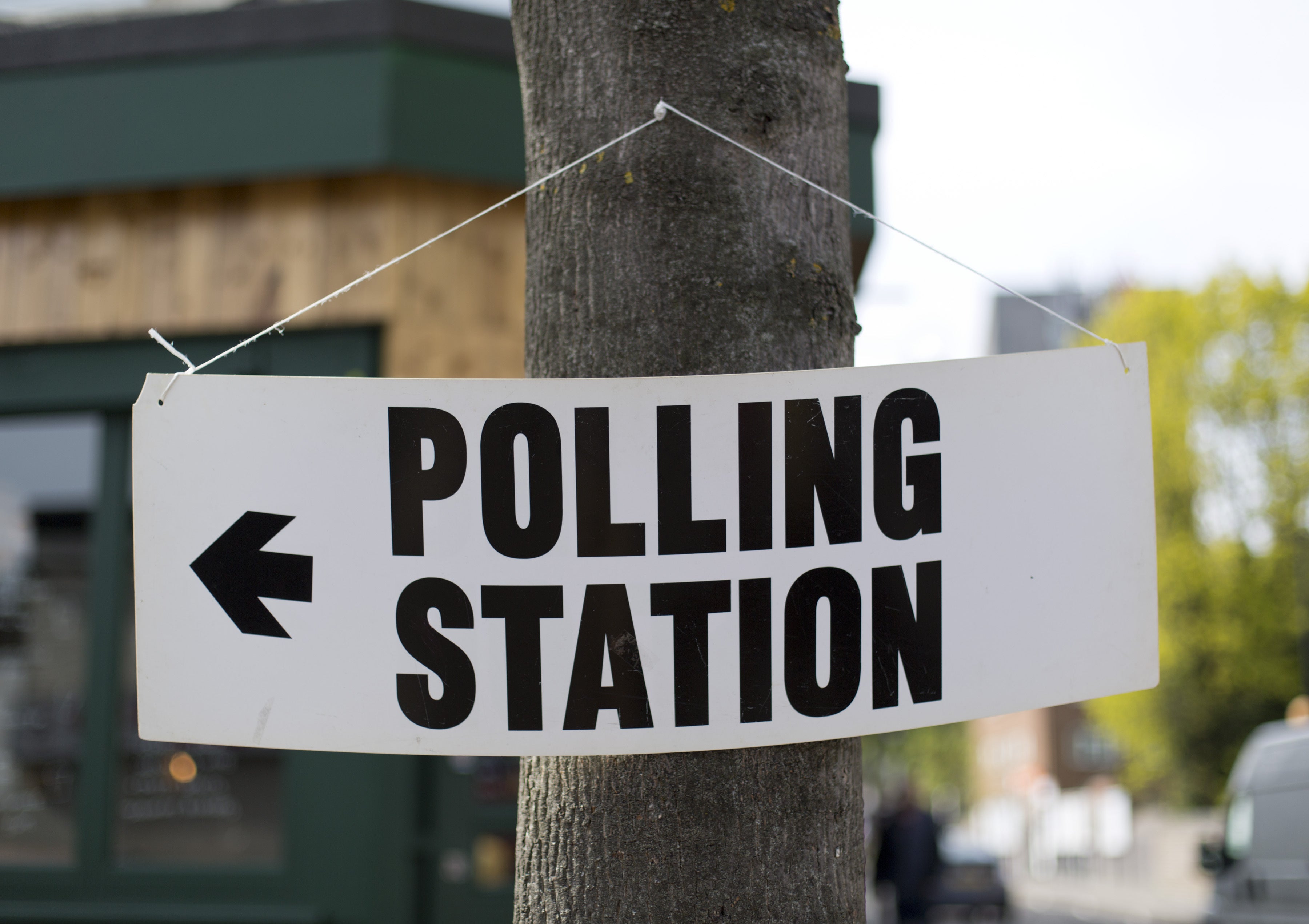 File photo of a polling station sign in north London (Yui Mok/PA)