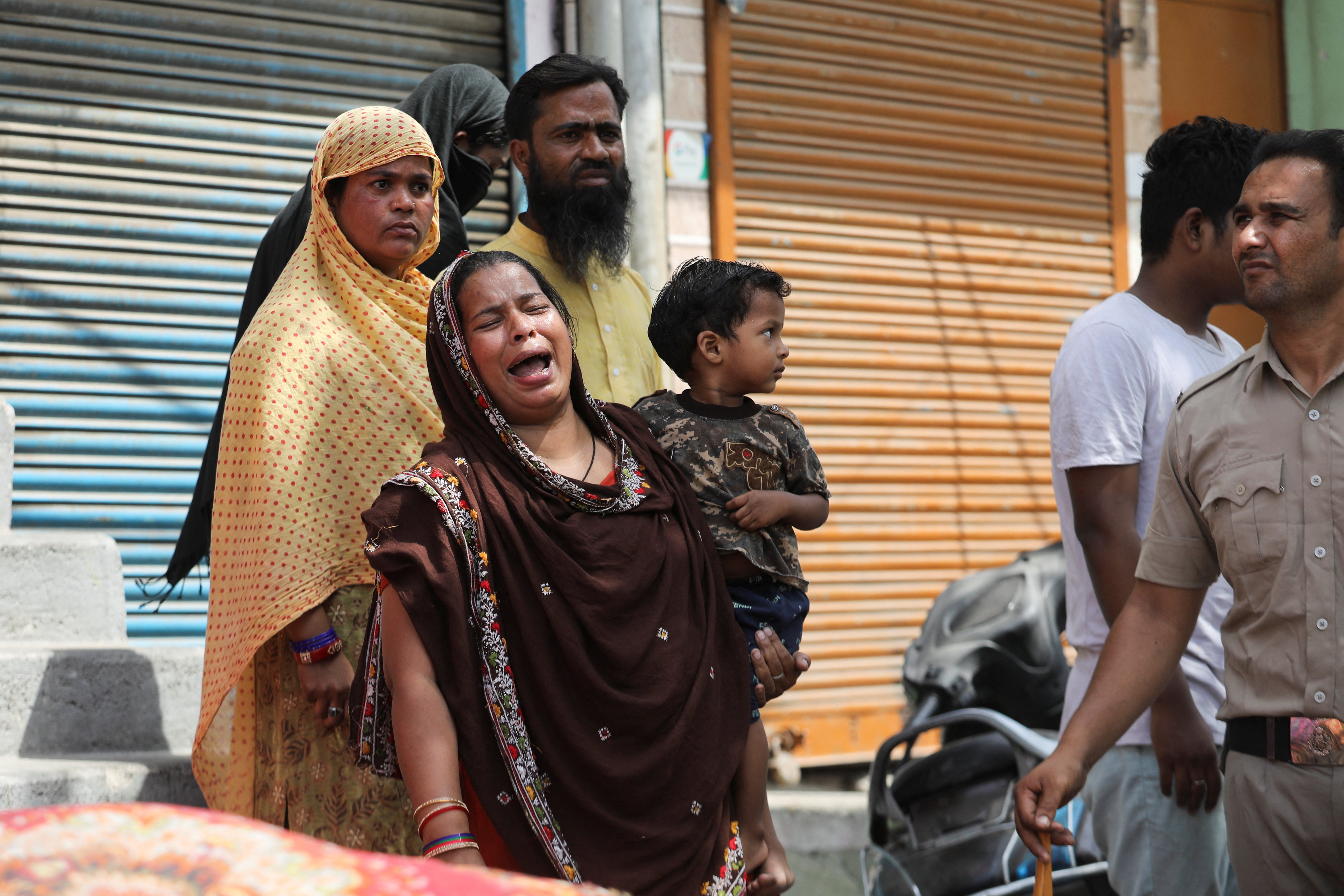 Rahema, 30, cries after her shop in Jahangirpuri was demolished on Wednesday