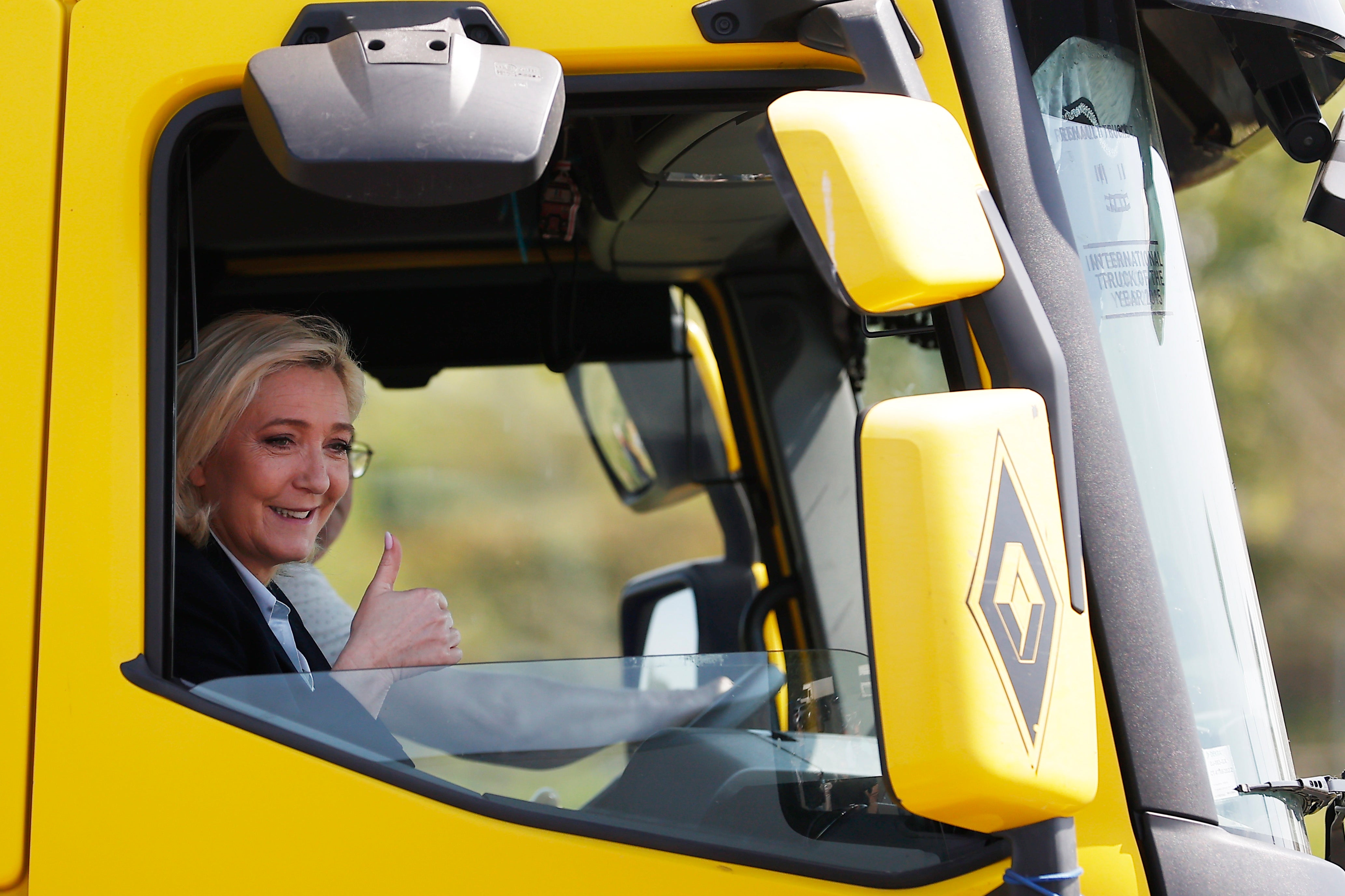 Marine Le Pen on the stump in Roye, northern France, on Thursday