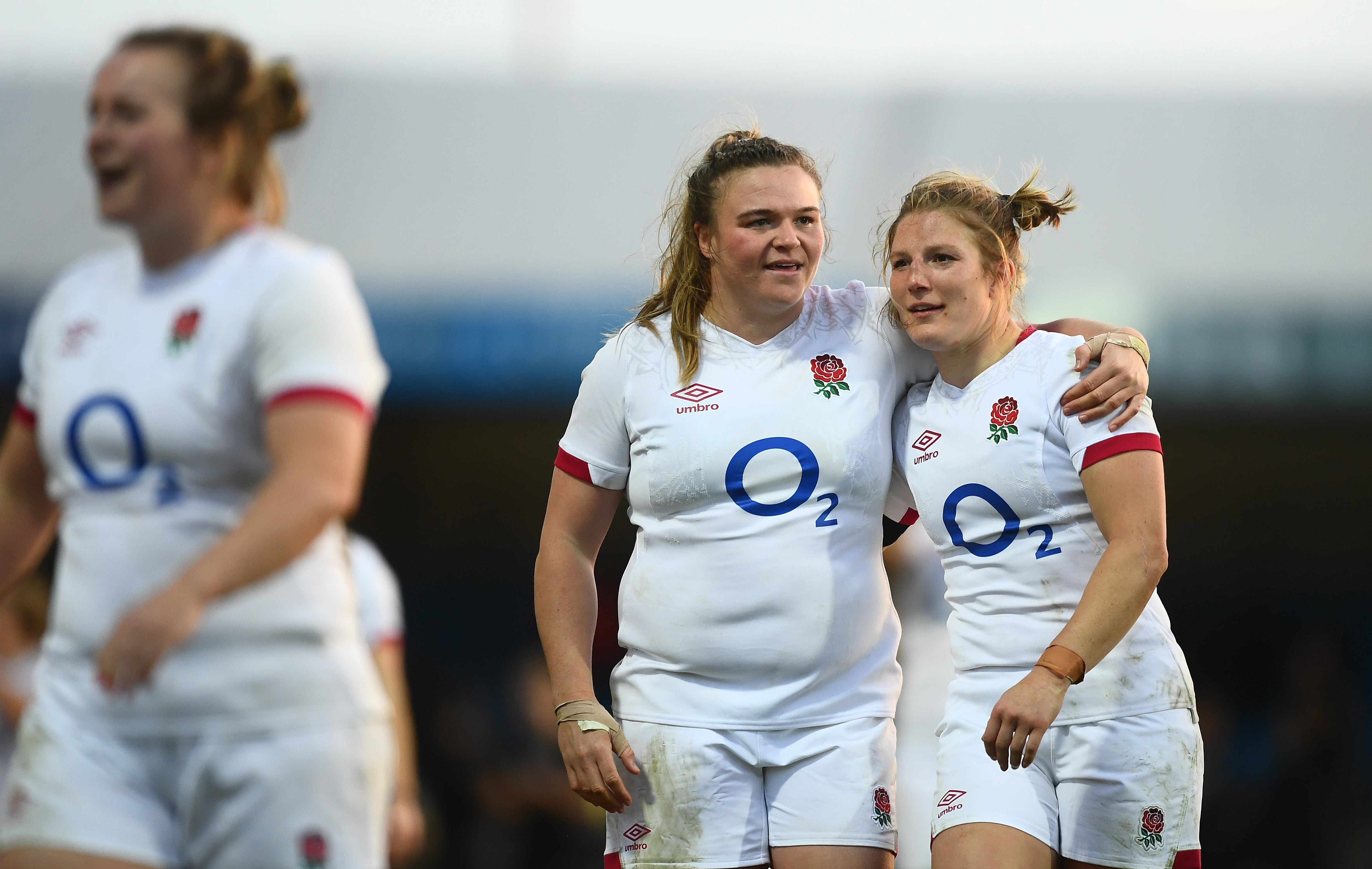 Sarah Bern and Lydia Thompson celebrate beating New Zealand last year