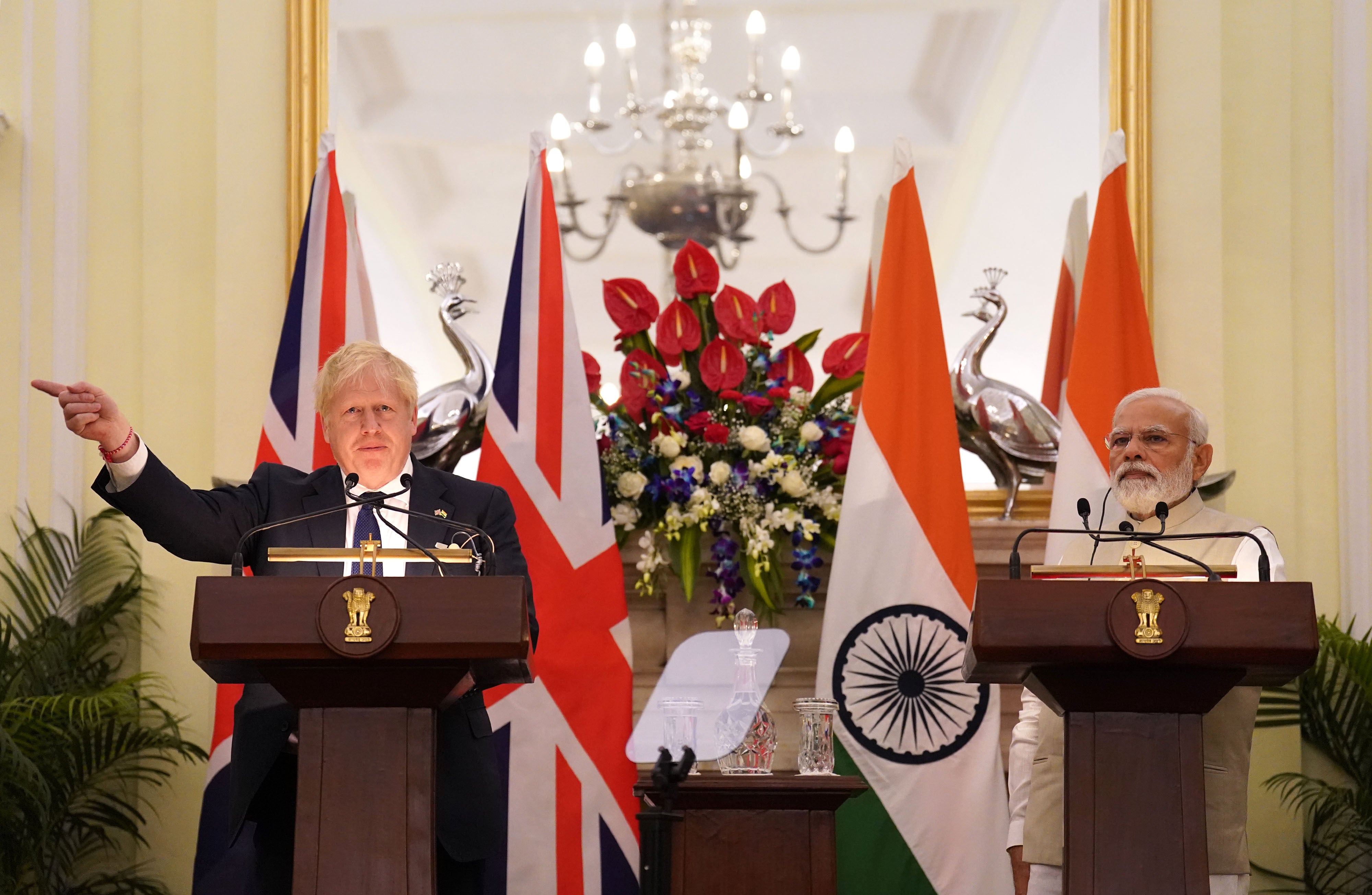 Prime Minister Boris Johnson (left) with Prime Minister of India Narendra Modi (Stefan Rousseau/PA)