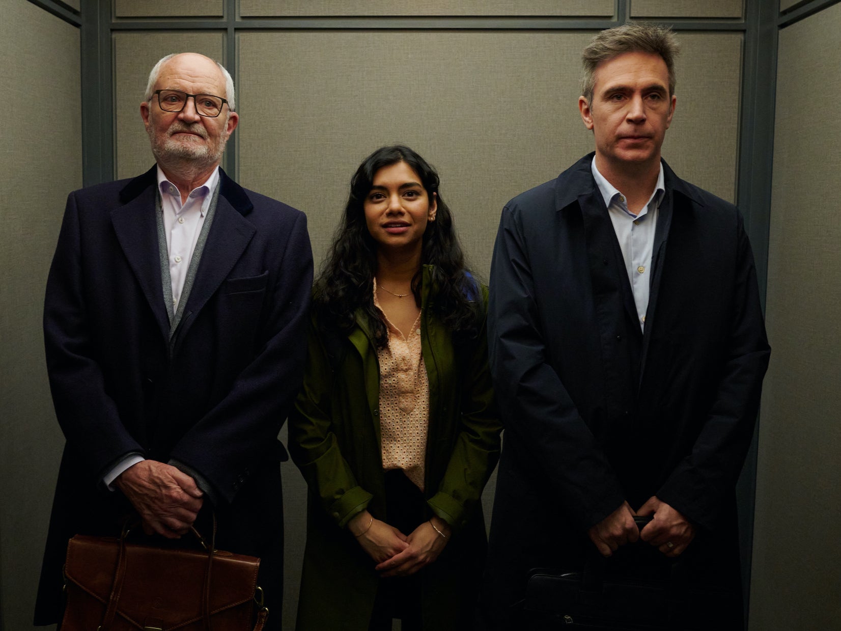 Jim Broadbent, Hiftu Quasem and Jack Davenport in Prime Video’s ‘Ten Percent’