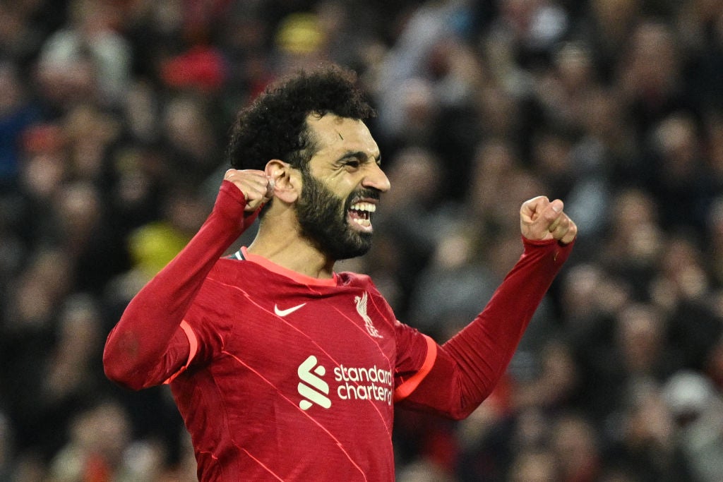 Salah broke a mini-drought of six games by scoring two against United